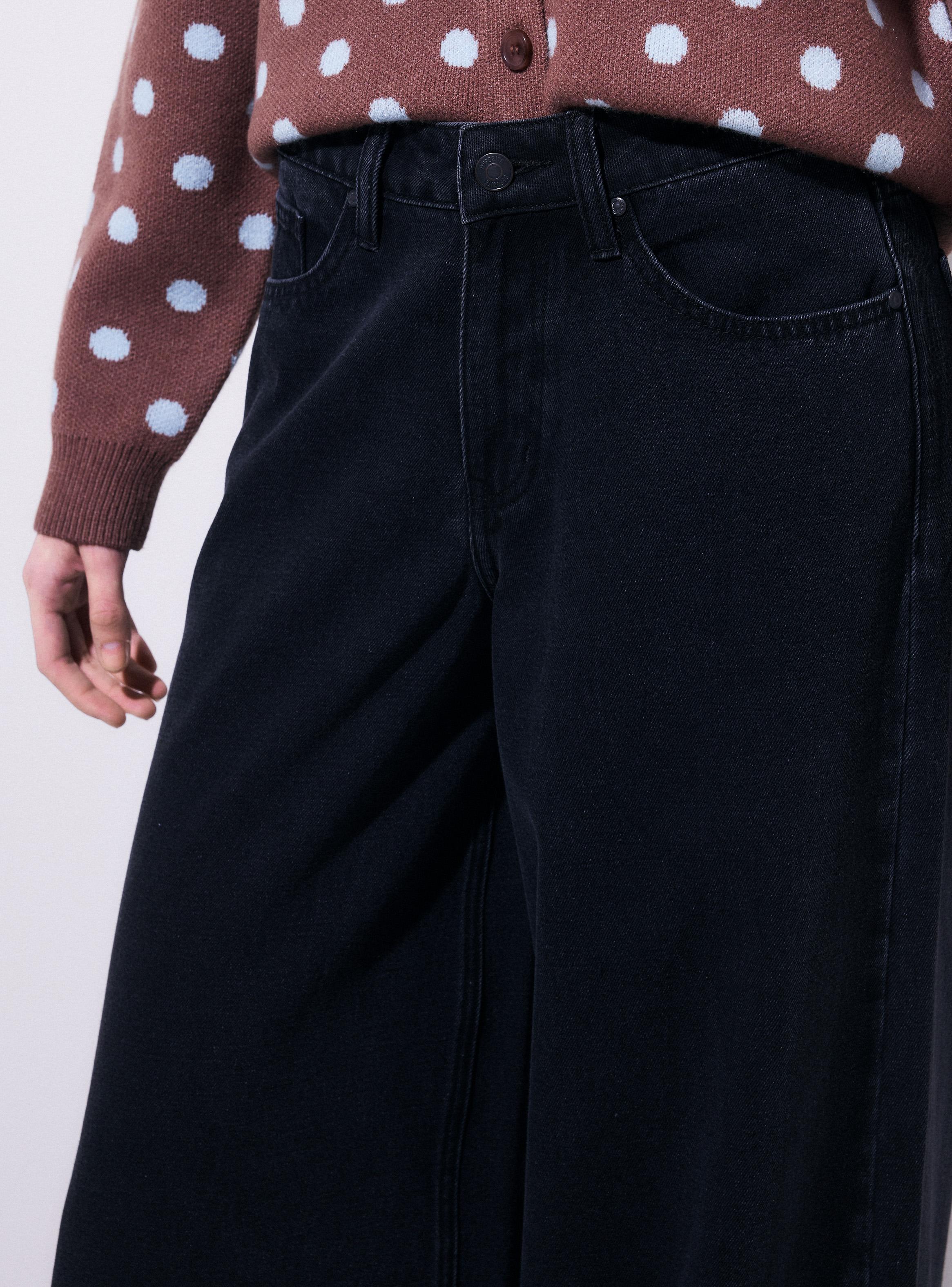 Jeans Wide Leg Tiro Bajo con Lavado Medio-2
