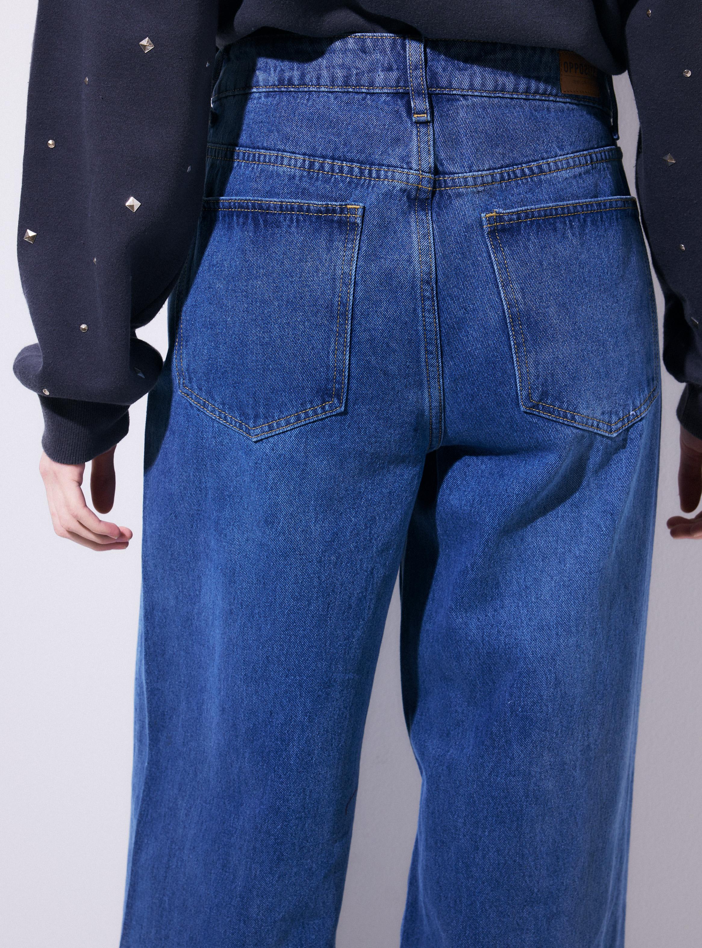 Jeans Barrel Tiro Alto con Dobladillo-3