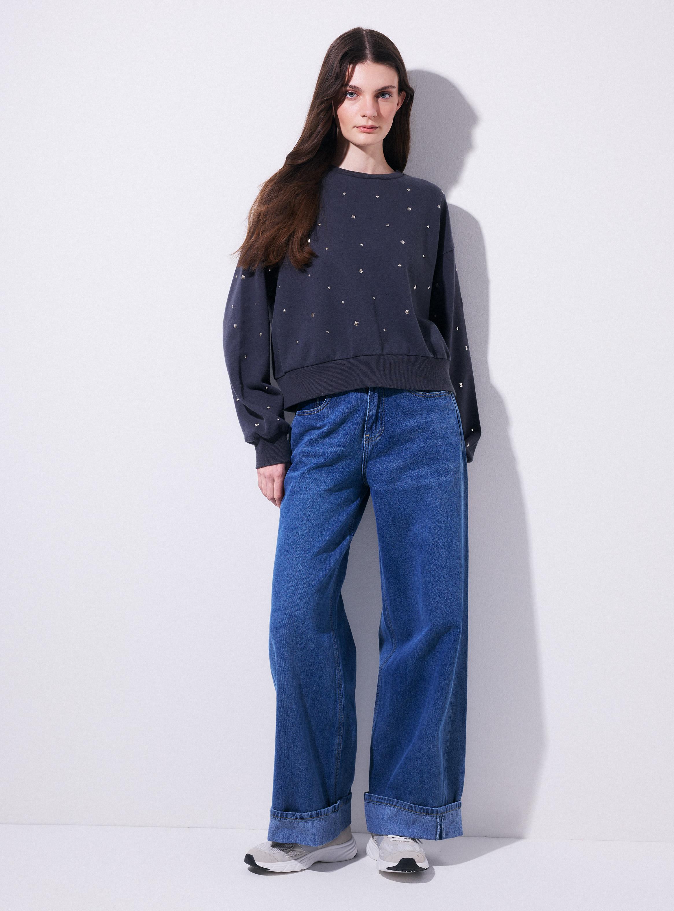 Jeans Barrel Tiro Alto con Dobladillo-4