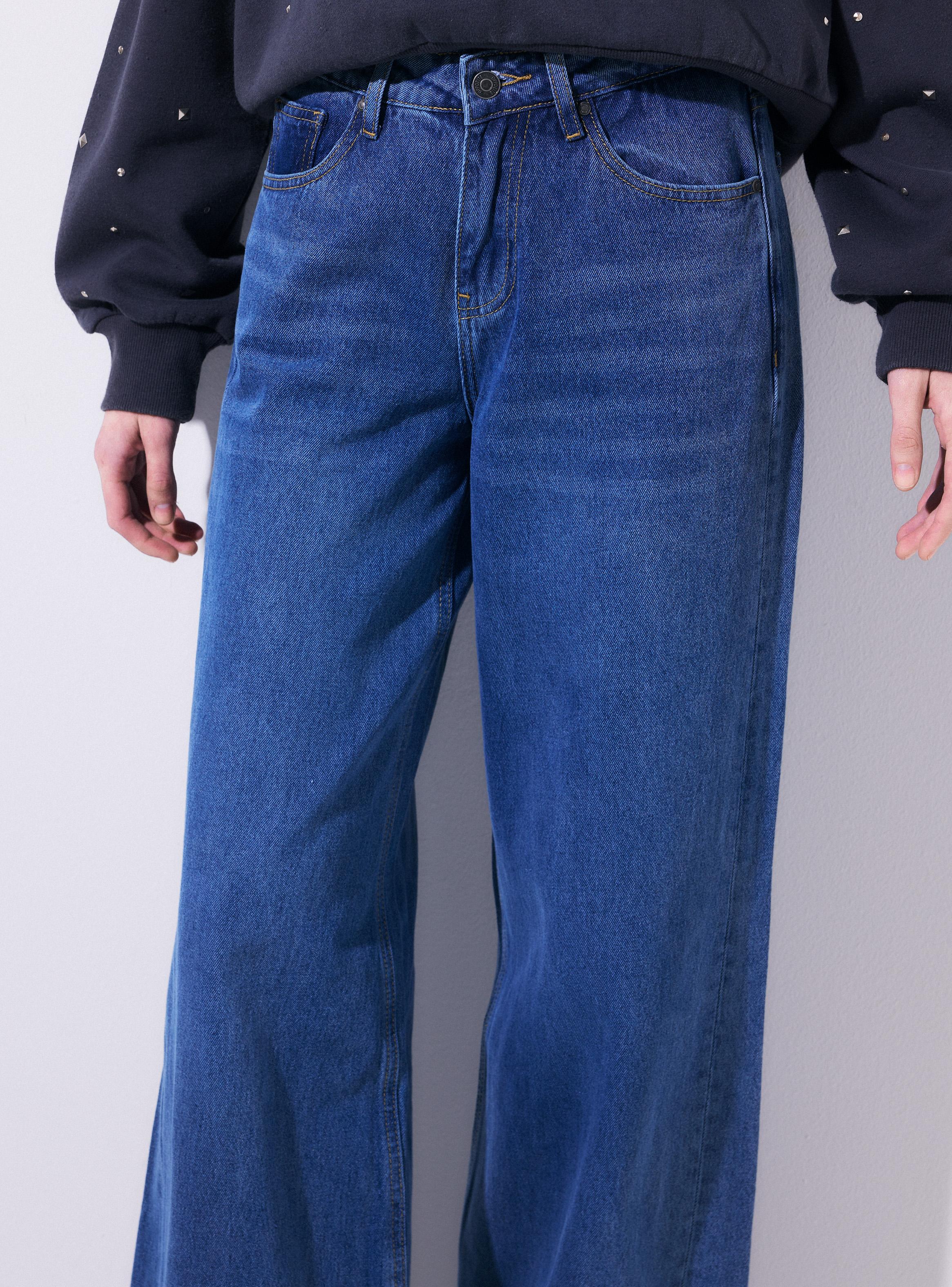 Jeans Barrel Tiro Alto con Dobladillo-2