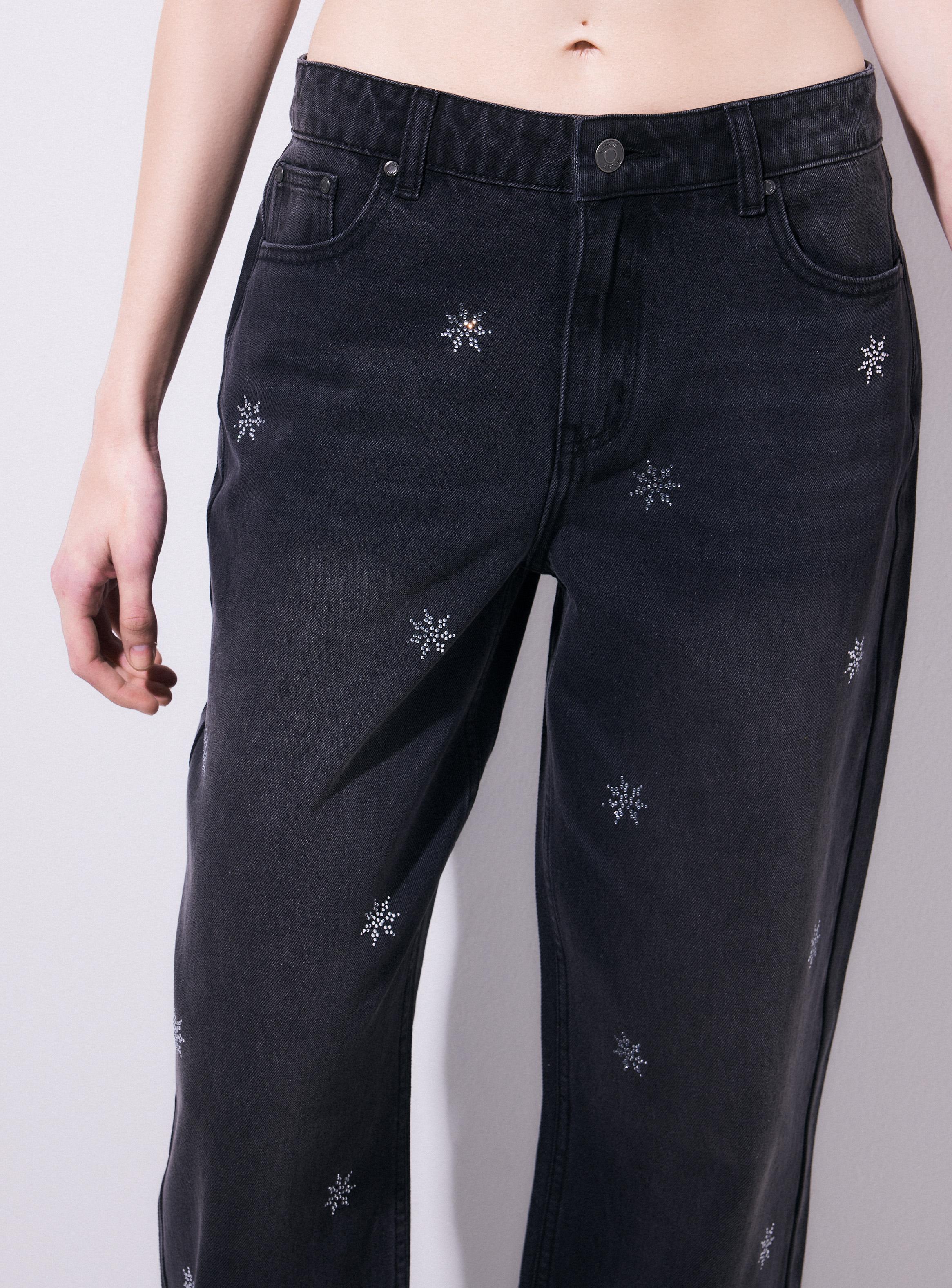 Jeans Wide Leg Alto con Bordados Palmeras-2