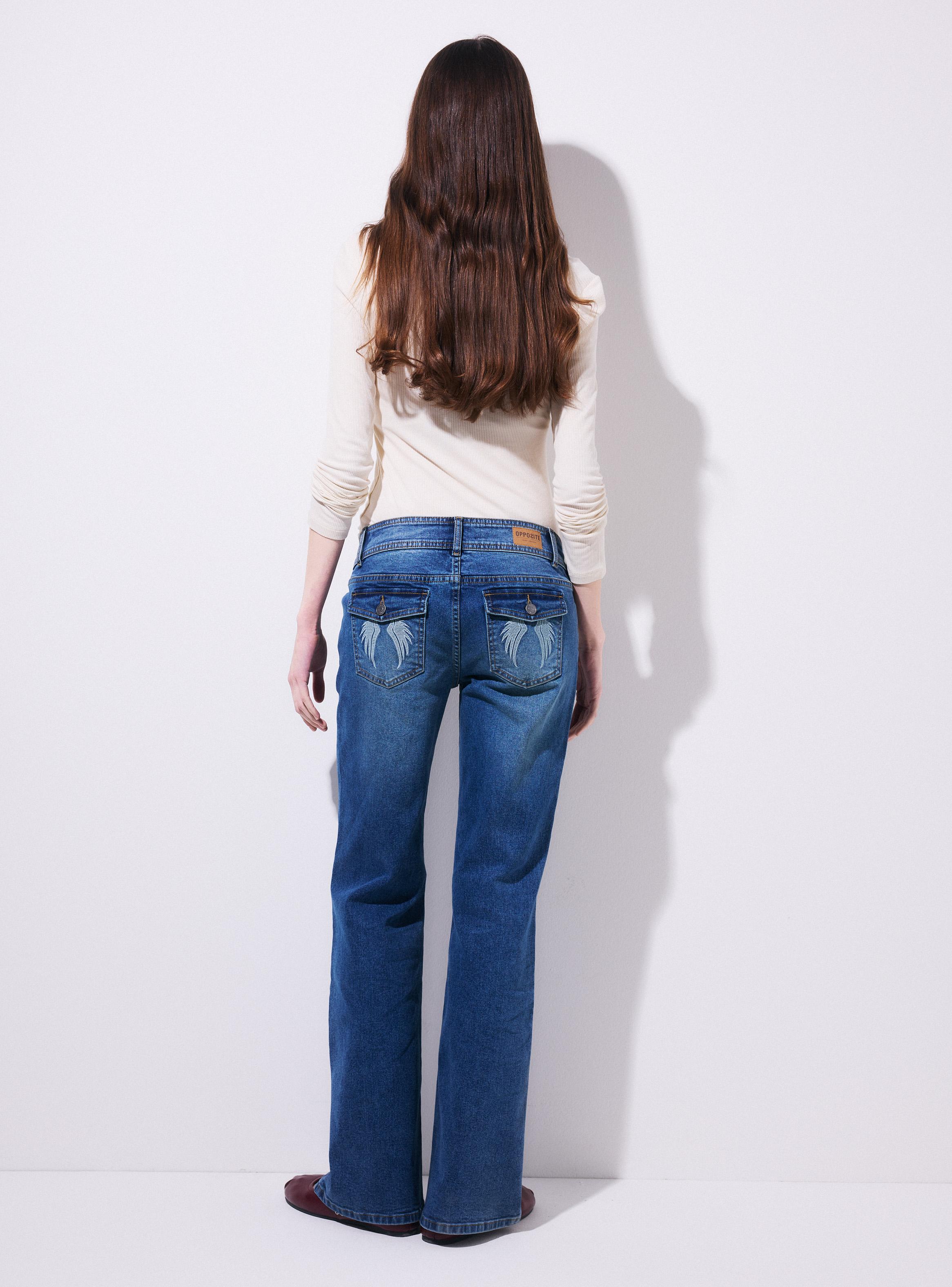 Jeans Flare Fit Medio con Strass Decorativo-5