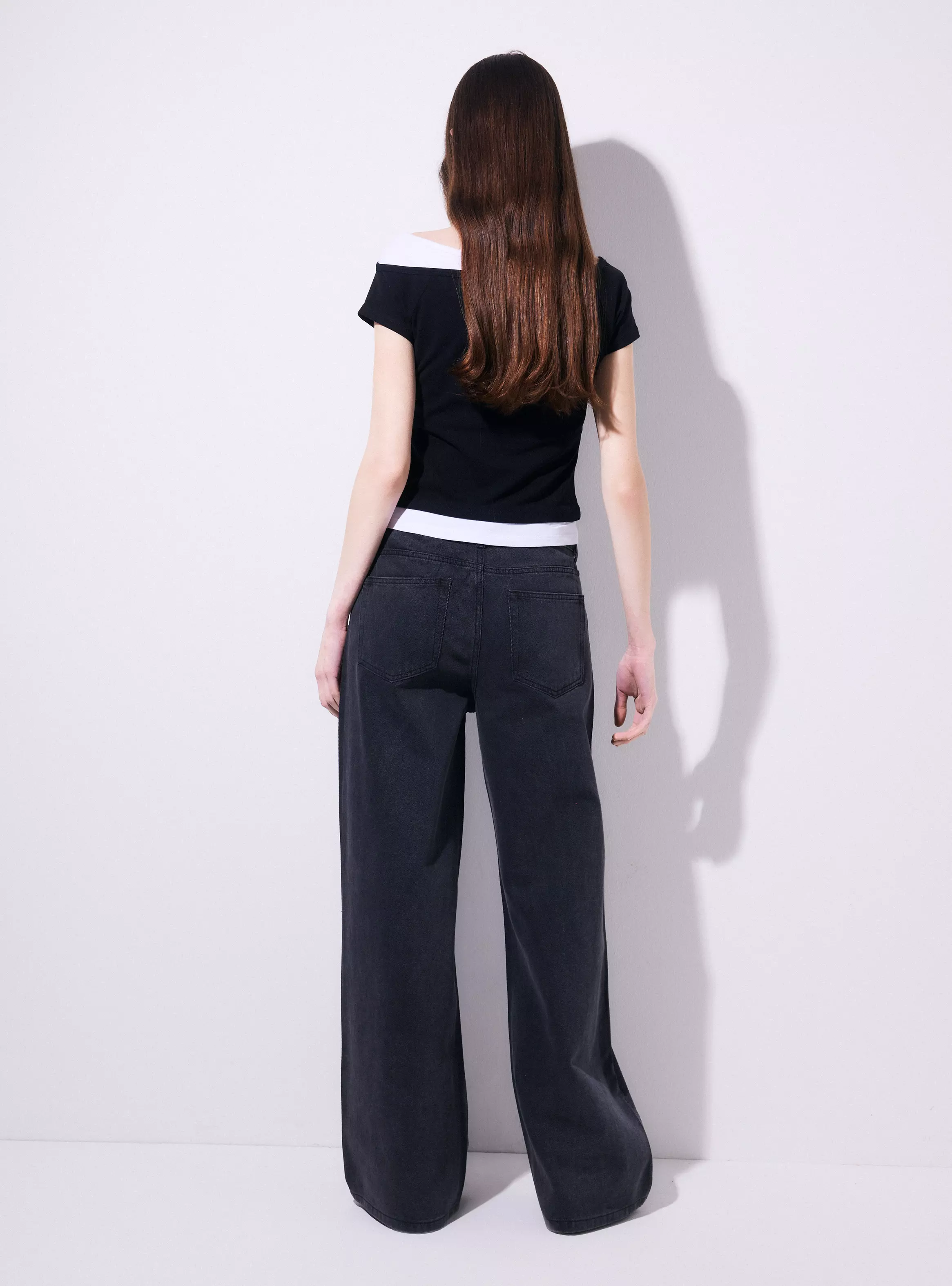 Jeans Baggy Tiro Medio con Brillos-5
