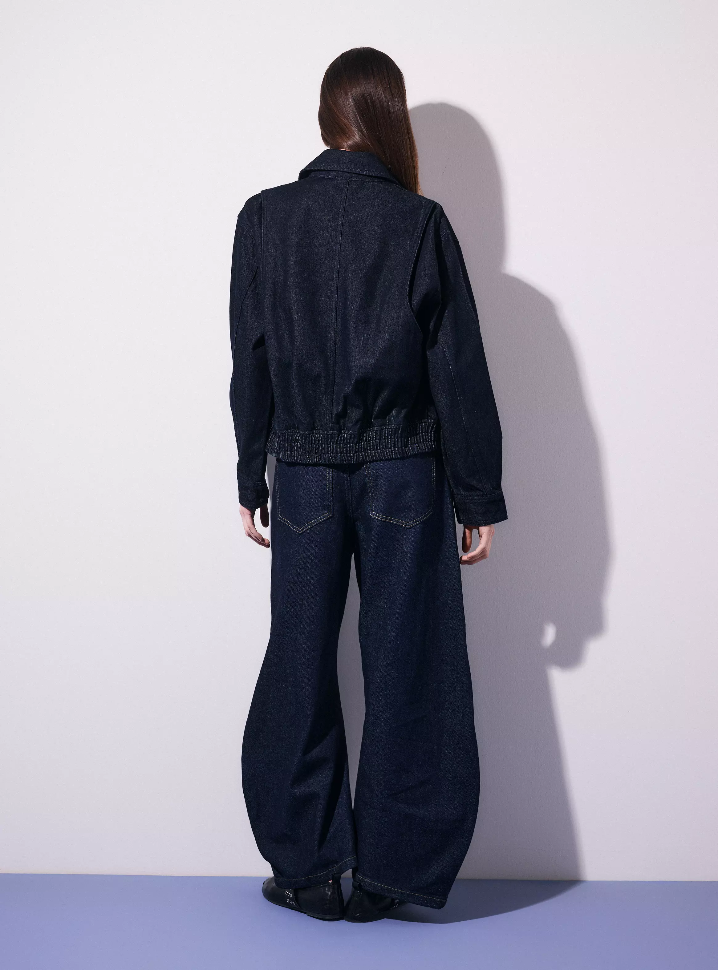 Chaqueta Denim Balloon con Cuello Camisero y Cierre-5