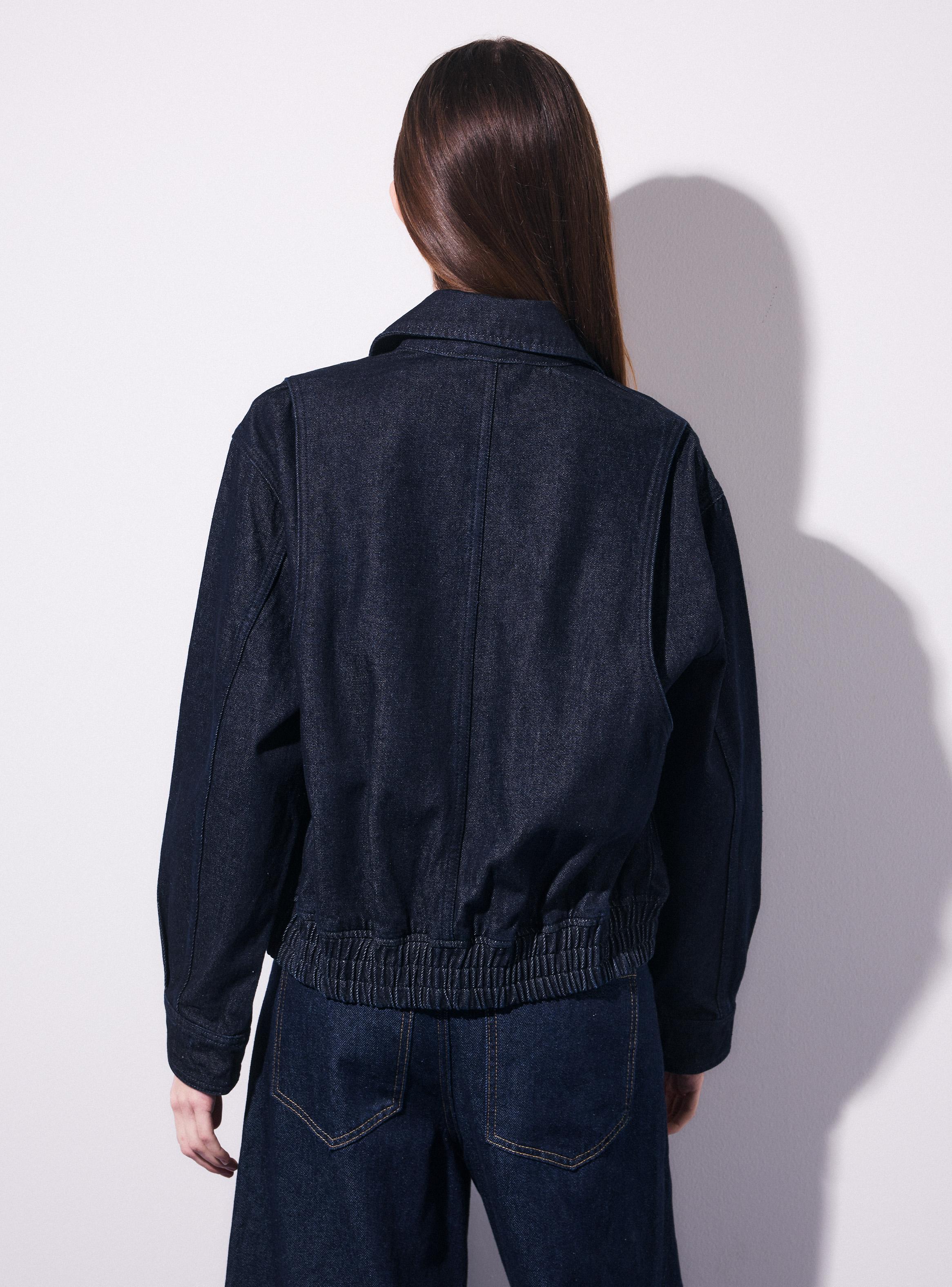 Chaqueta Denim Balloon con Cuello Camisero y Cierre-1
