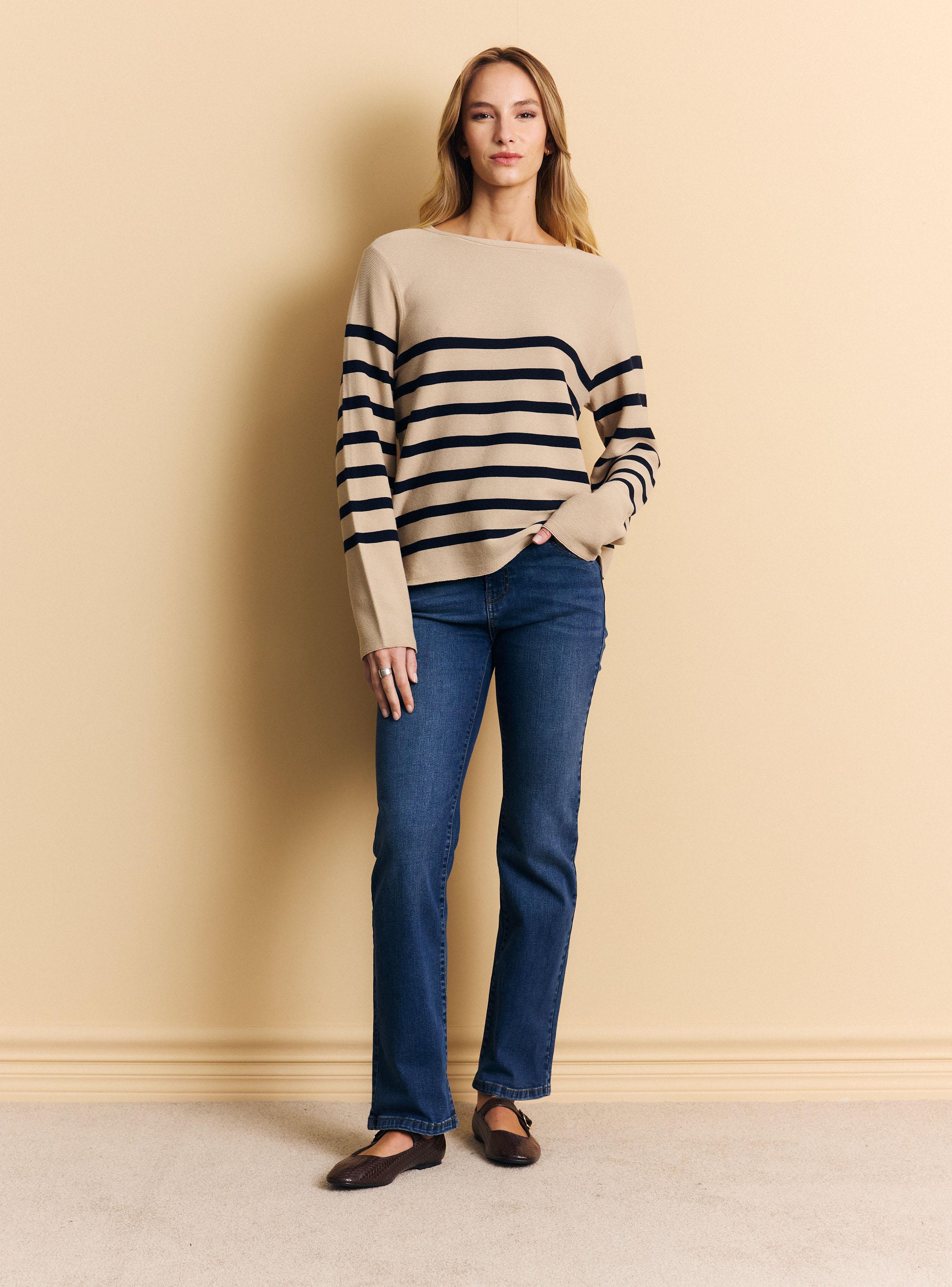 Sweater Rayas Horizontales Estilo Marinero Algodón-4