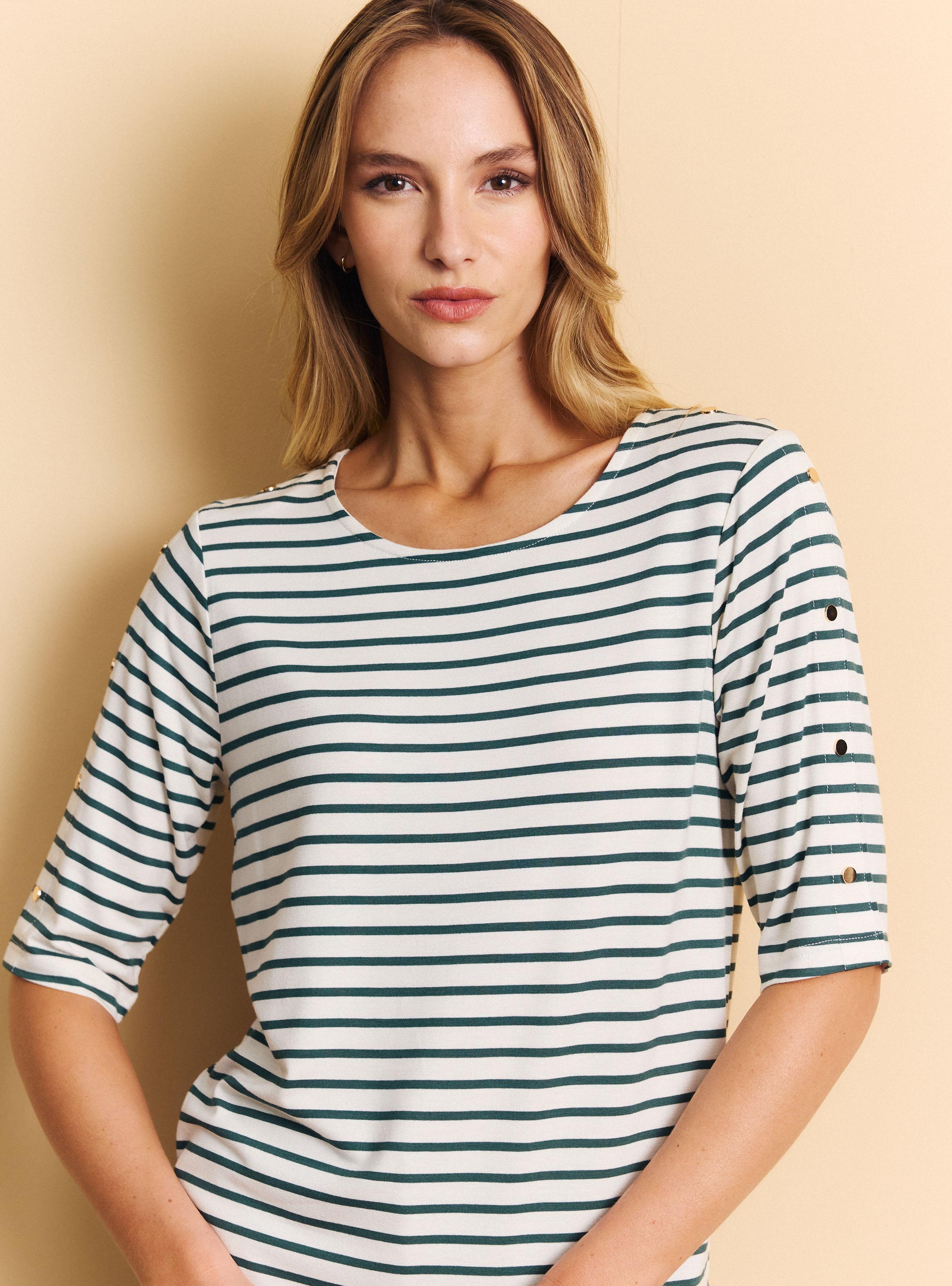 Polera Rayas Horizontales Manga Tres Cuartos-2