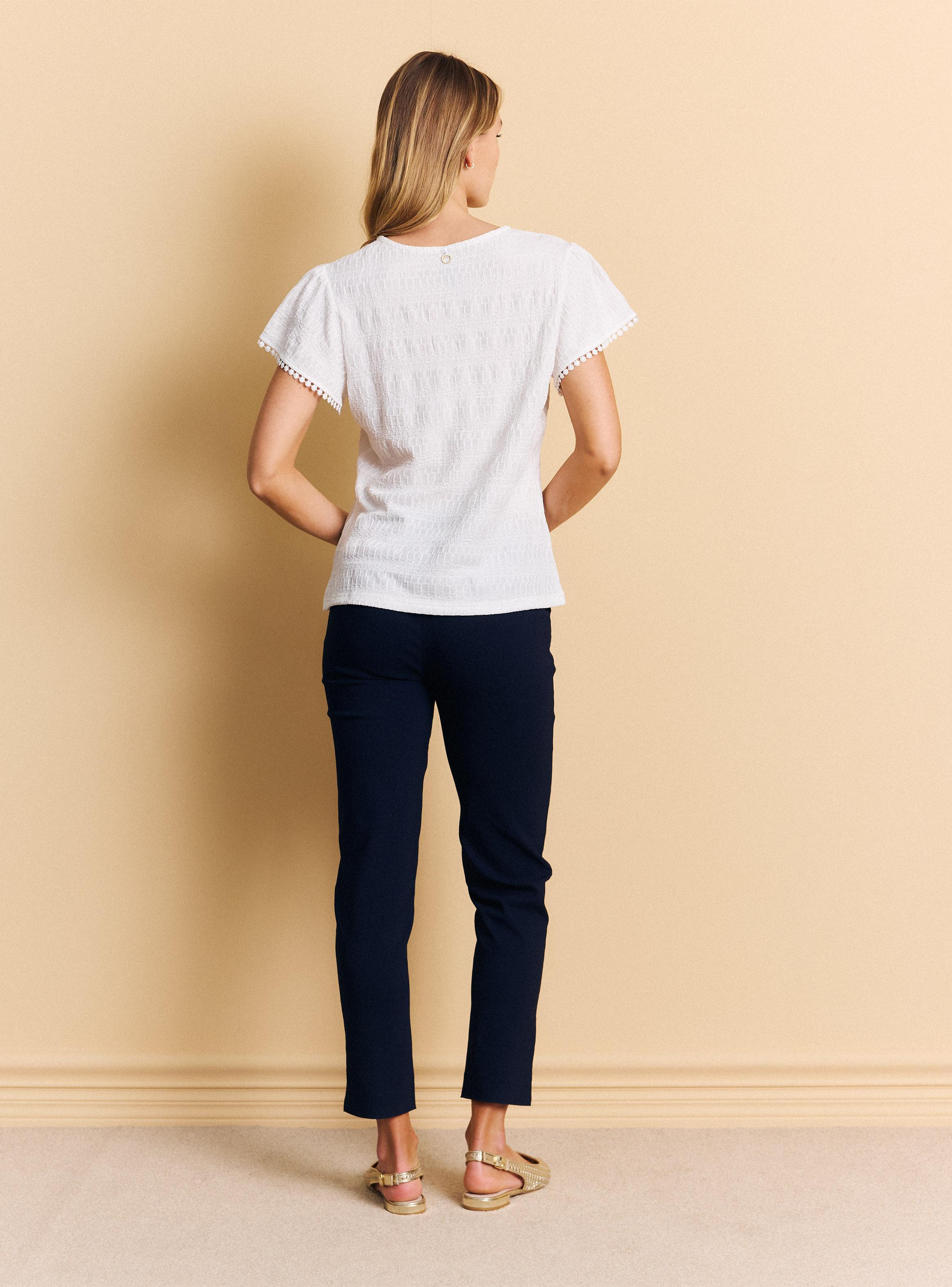 Blusa Cuello V con Botones y Cinta Decorativa Manga-5