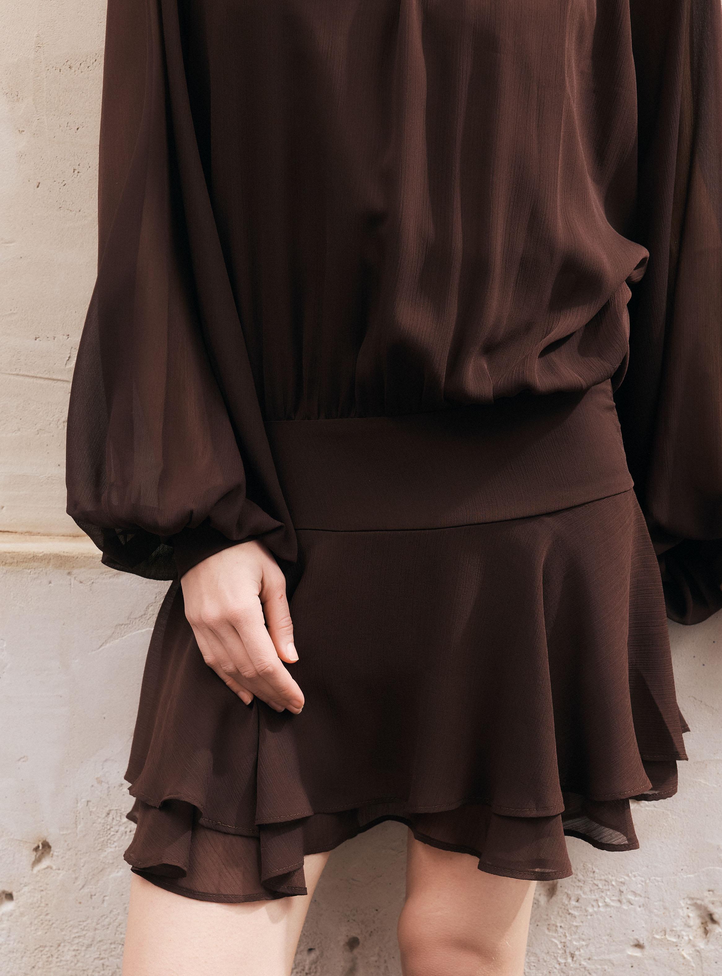 Vestido Gasa Plisado Cuello Alto-2