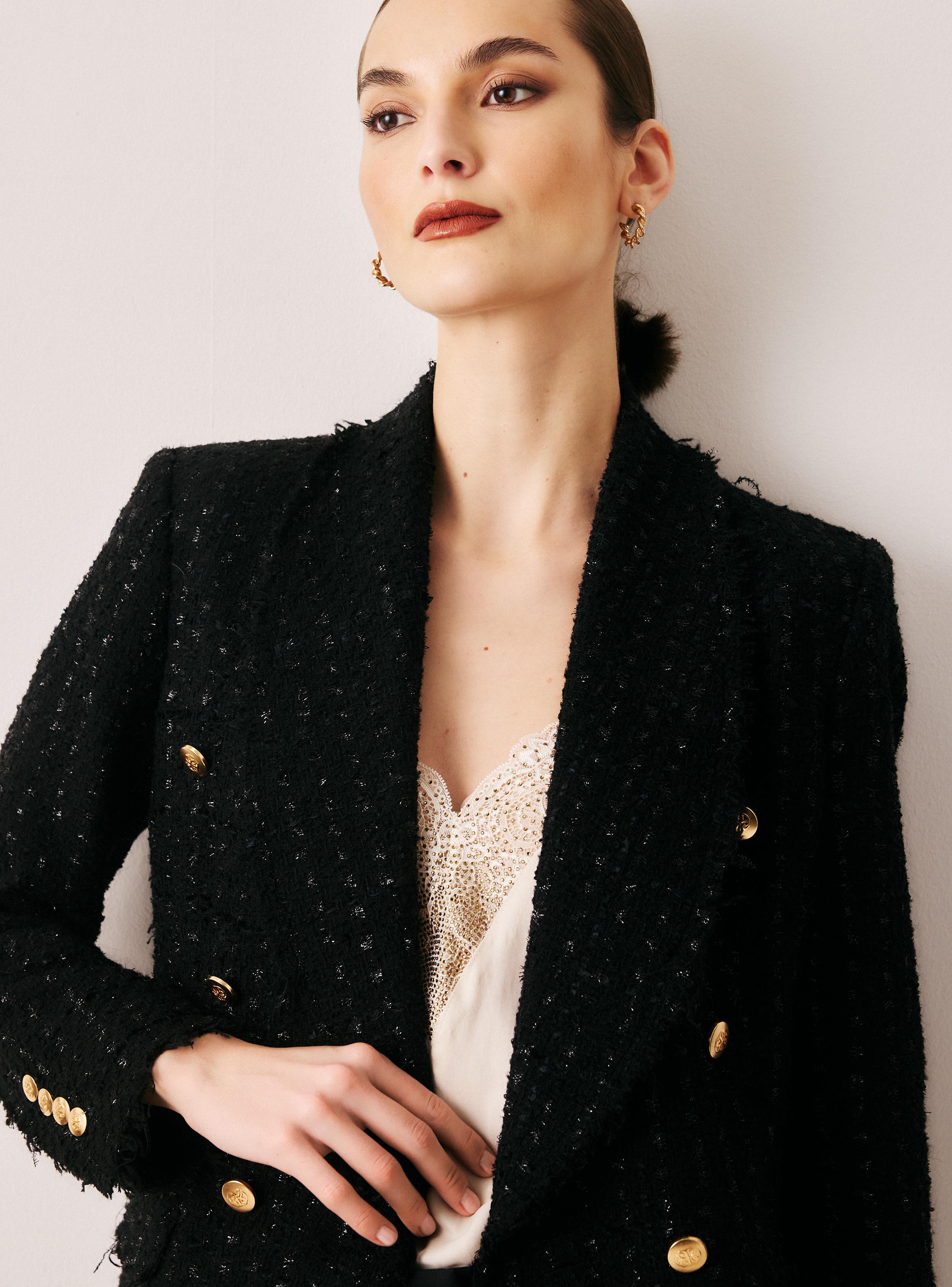 Blazer de Tweed Cruzado Botones con Escudo-2