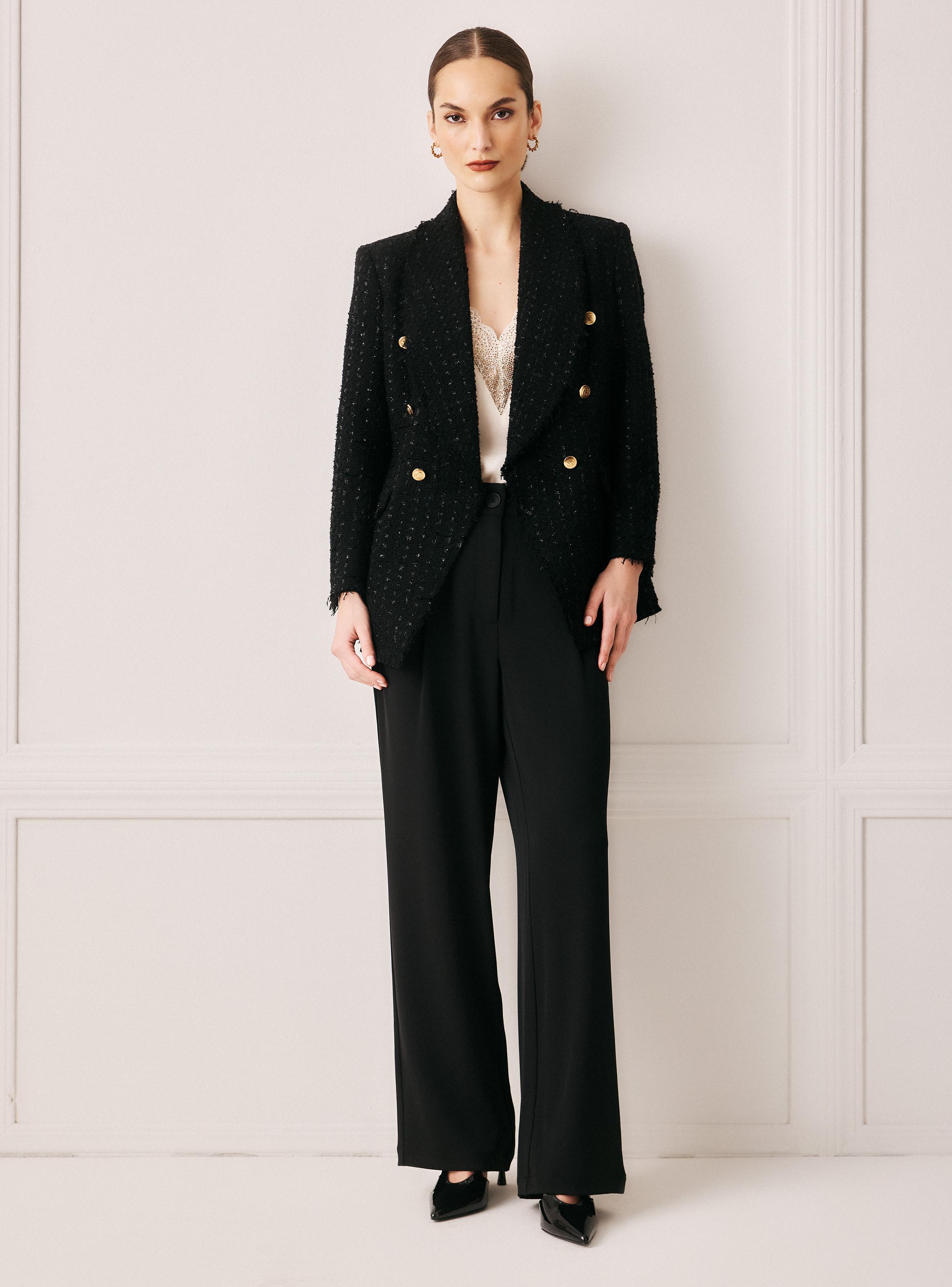 Blazer de Tweed Cruzado Botones con Escudo-4