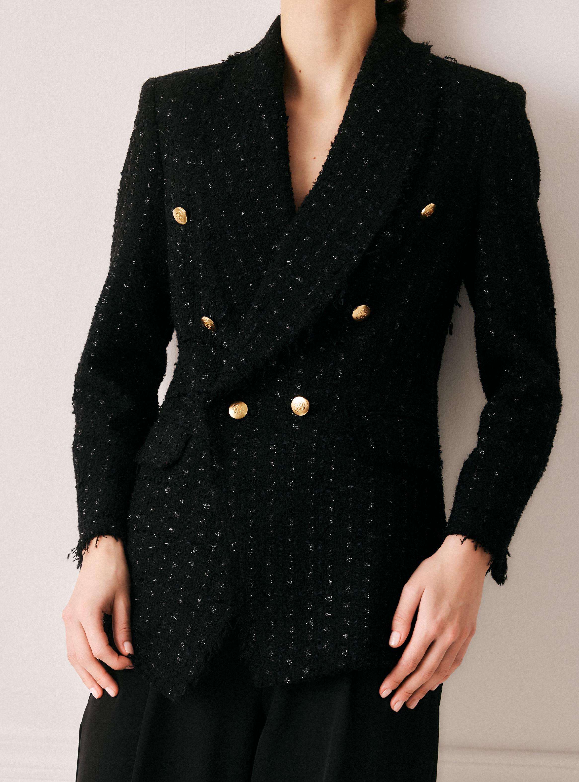 Blazer de Tweed Cruzado Botones con Escudo-3
