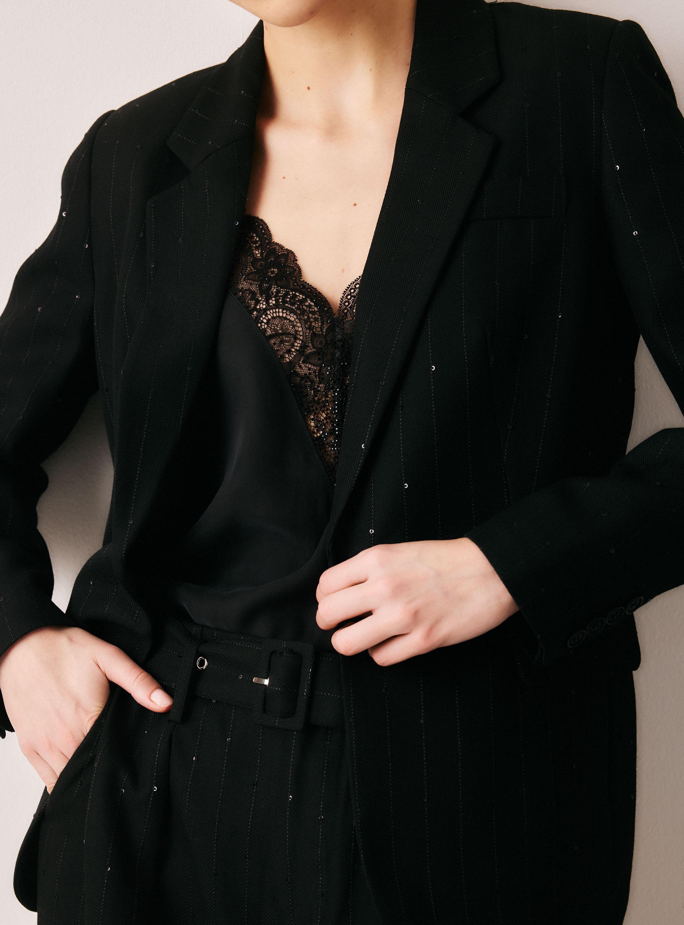 Blazer Sastrero Rayas y Lentejuelas-2