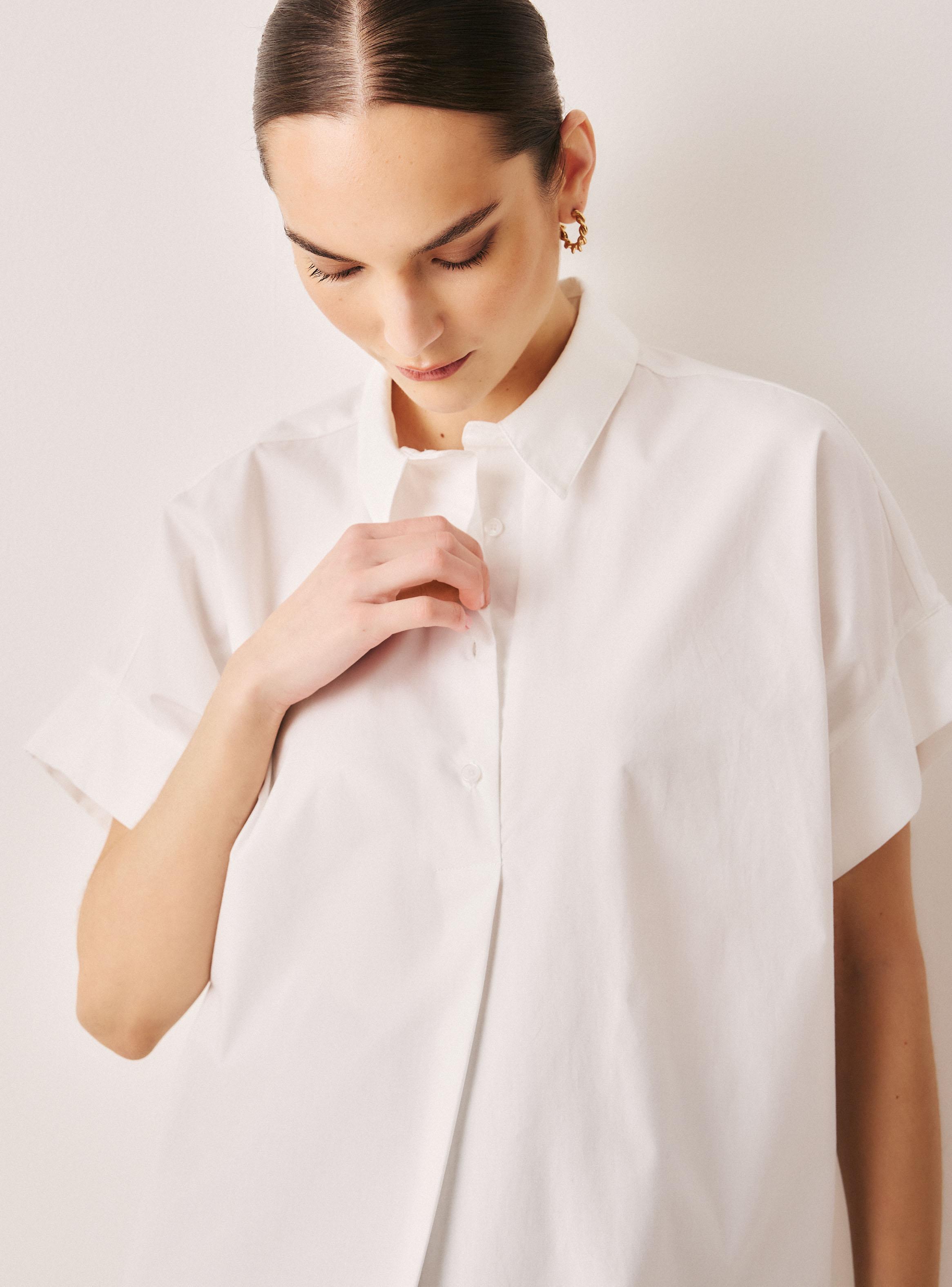Blusa Cuello Camisero y Manga Kimono-2