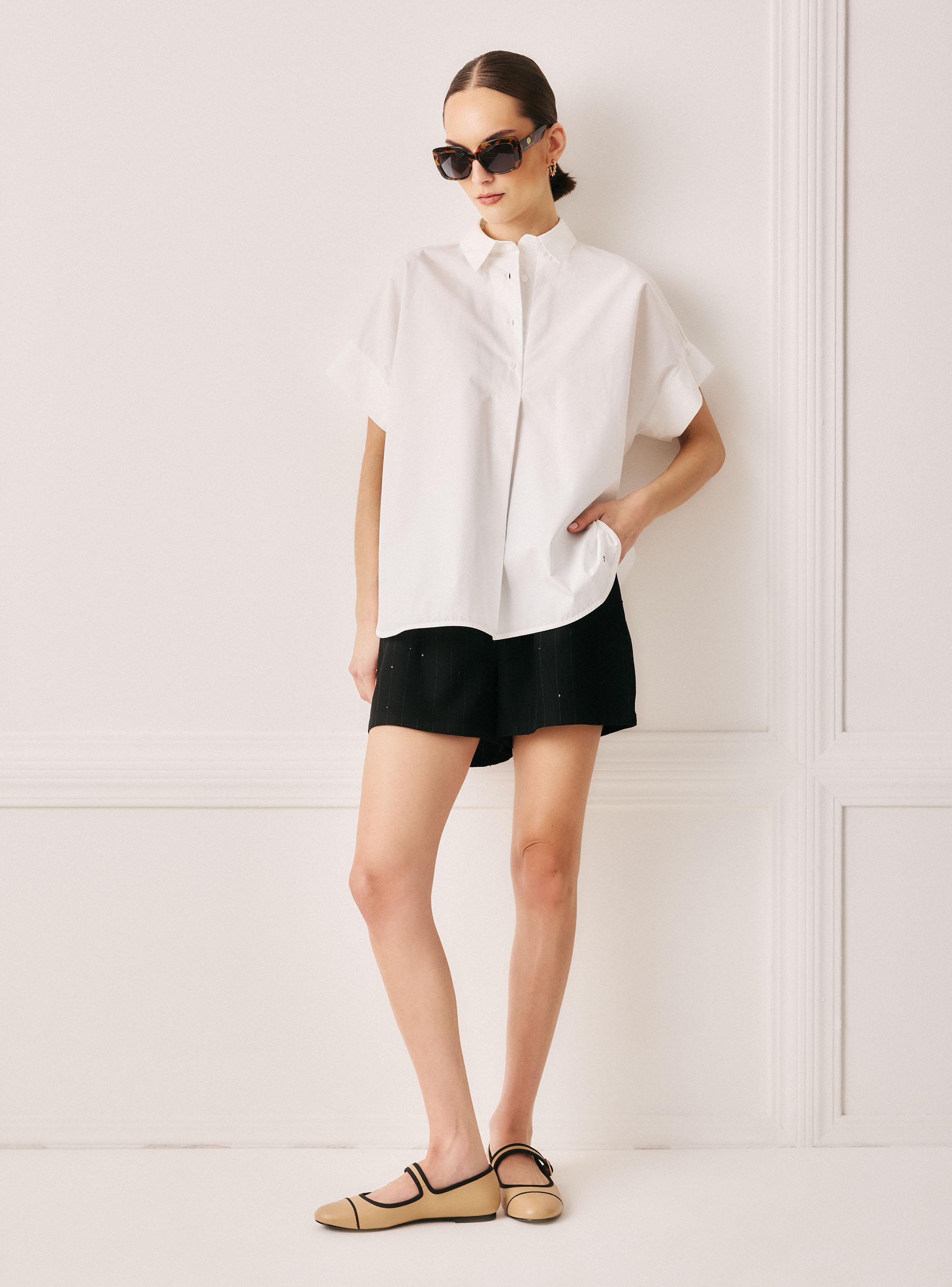 Blusa Cuello Camisero y Manga Kimono-4