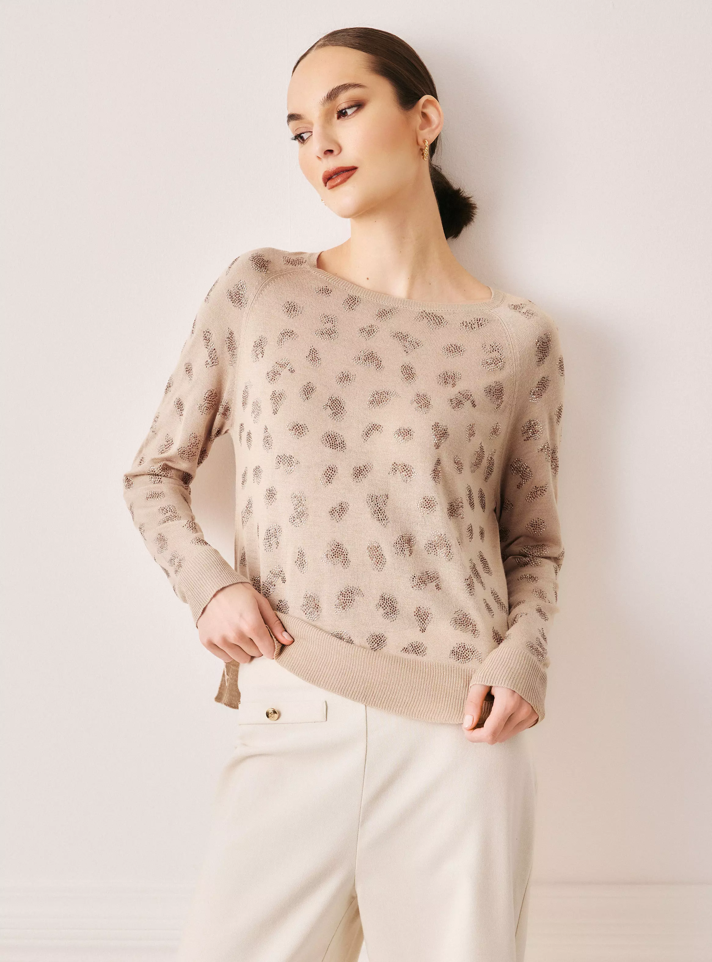 Sweater Animal Print Escote Redondo-0