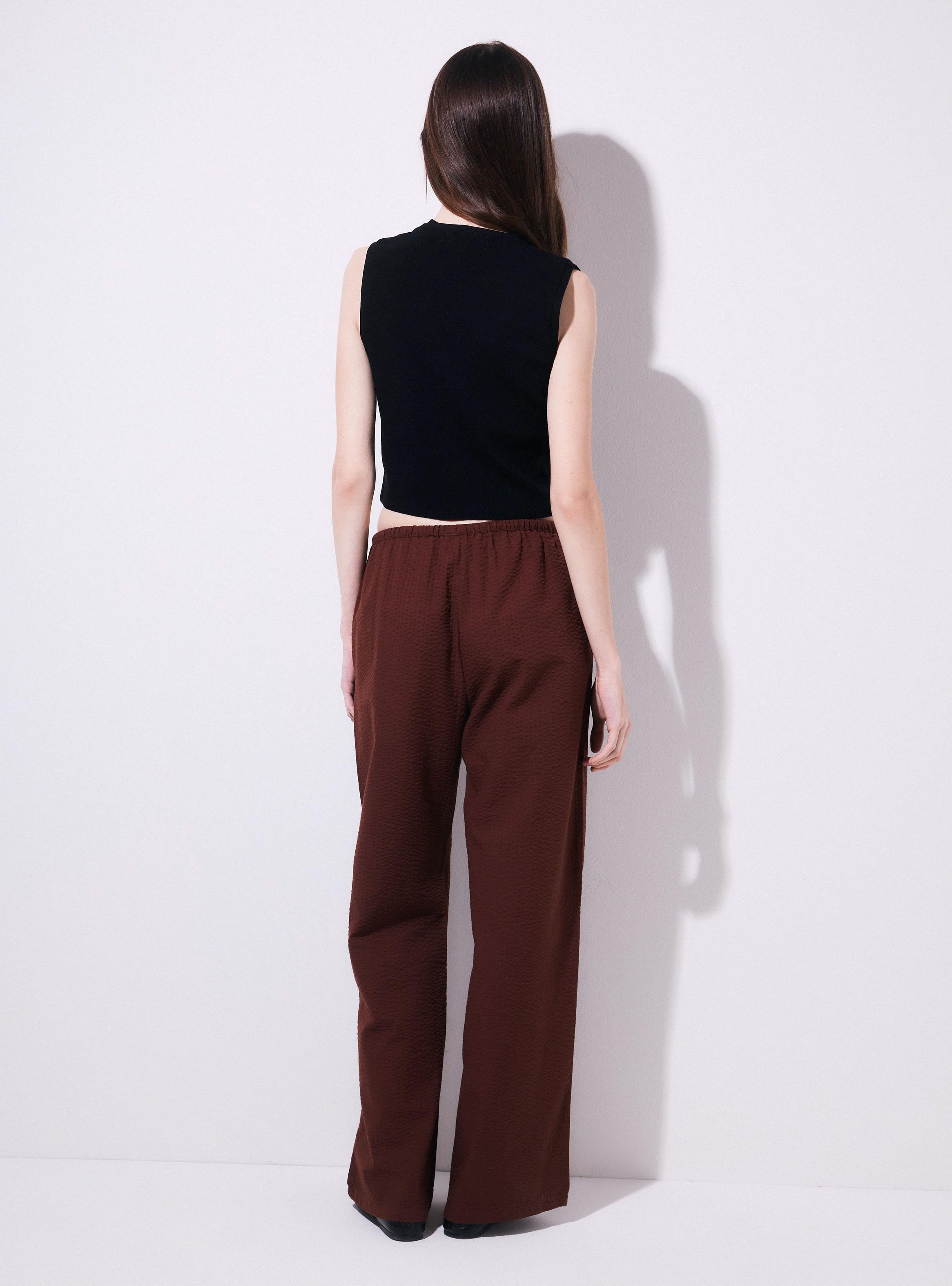 Pantalón Wide Leg con Cordón y Cintura Elasticada-5