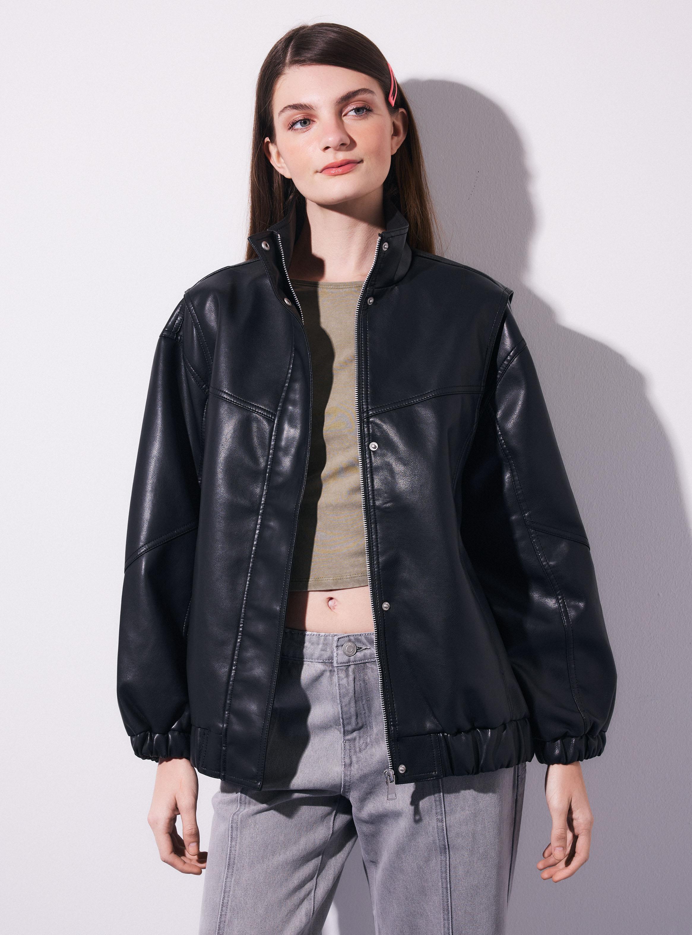 Chaqueta Oversize con Cierre Frontal con Puños-0