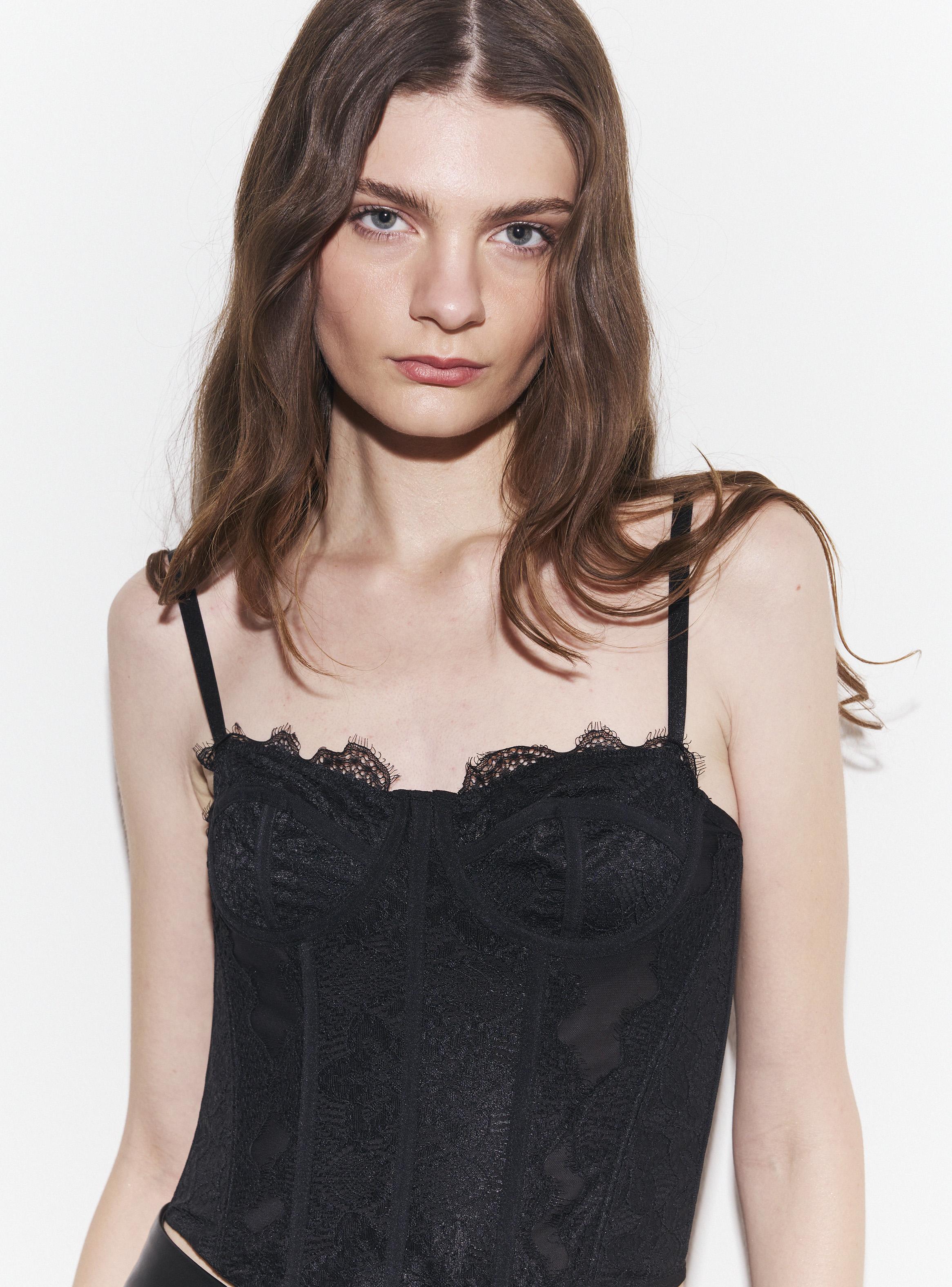 Polera Corset Encaje con Tirantes Ajustables-2