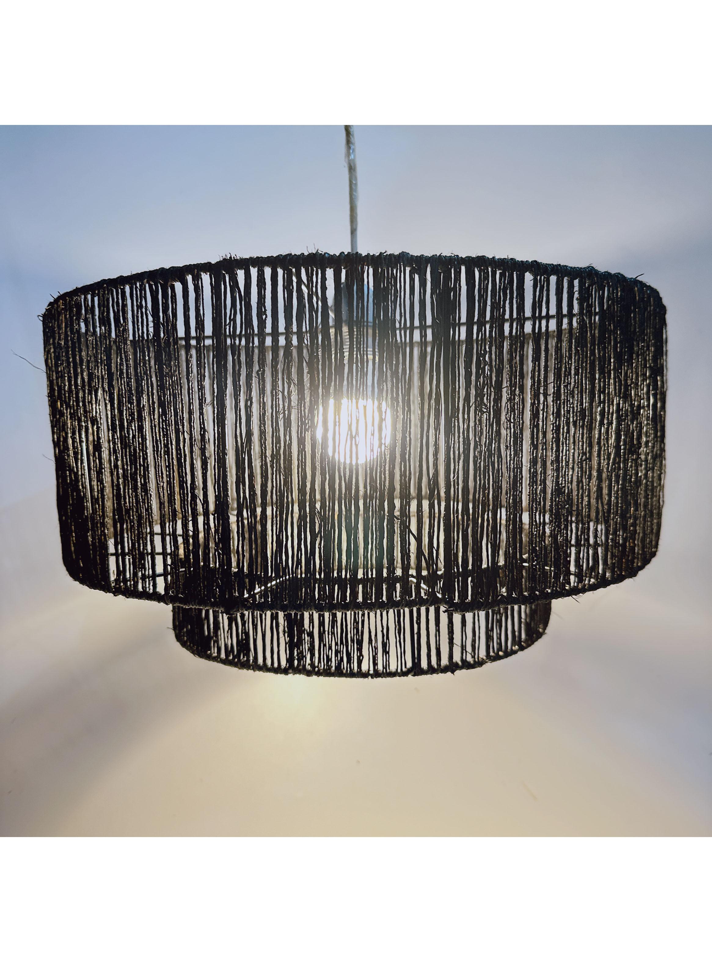 Lámpara Colgar 2P Yute E27-1