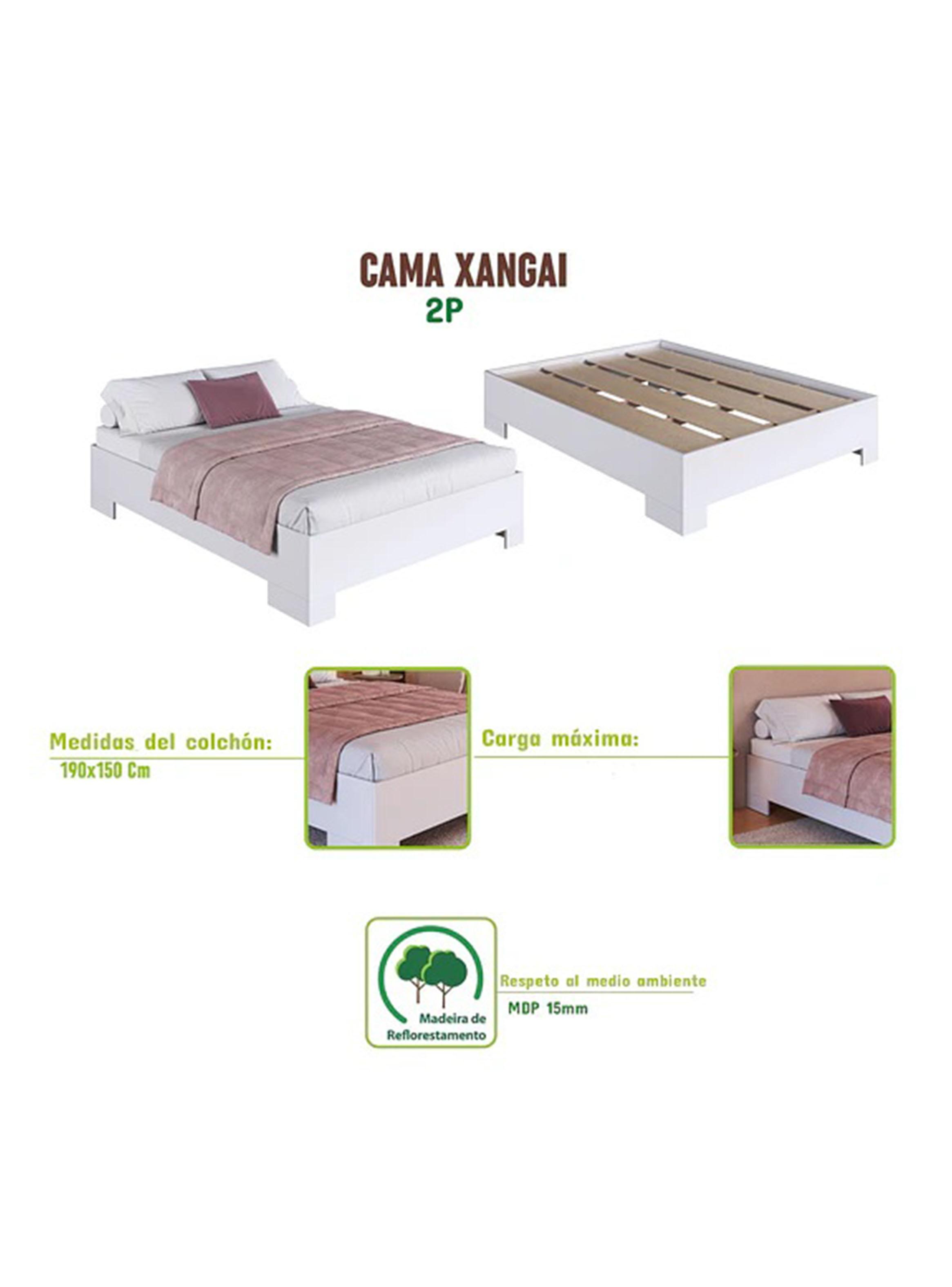 Cama Xangai Miel 2 Plazas 190 cm x 150 cm-3