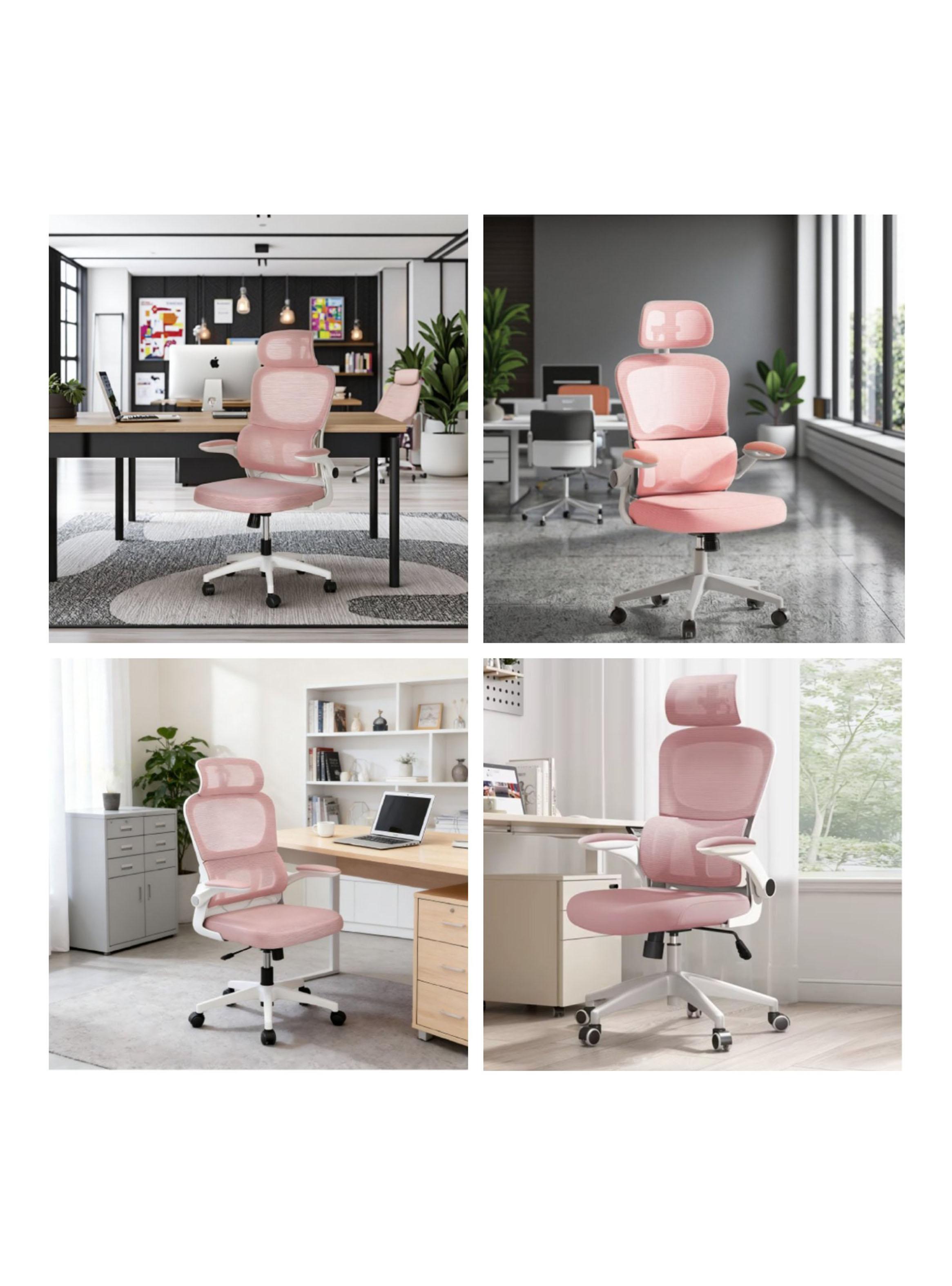 Silla de Escritorio Ergonómica Rosado-3