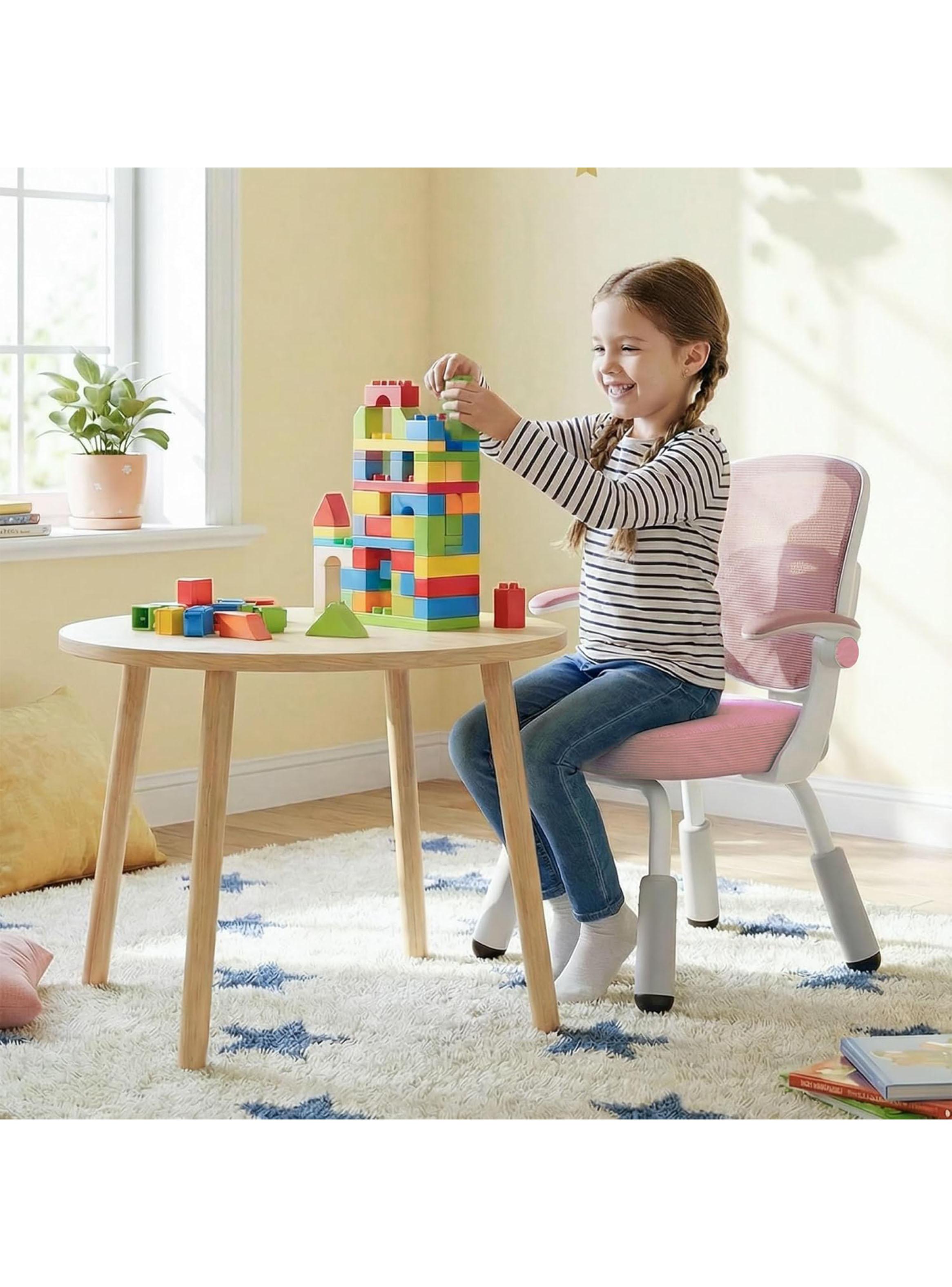 Silla de Escritorio Ergonómica Infantil Rosada-4