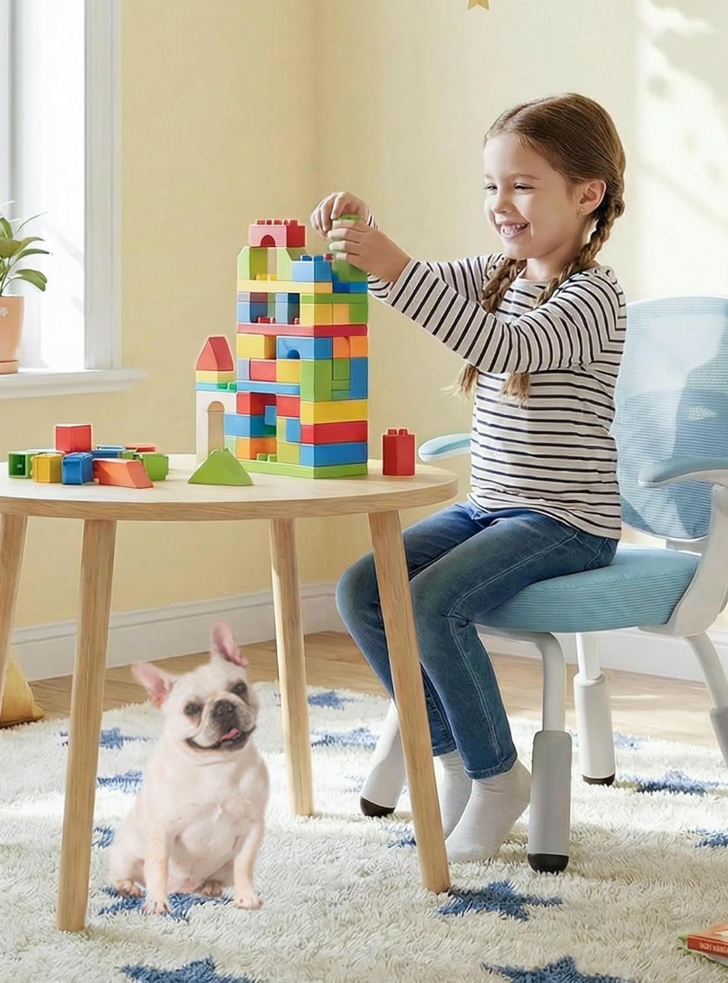 Silla de Escritorio Ergonómica Infantil Azul-4