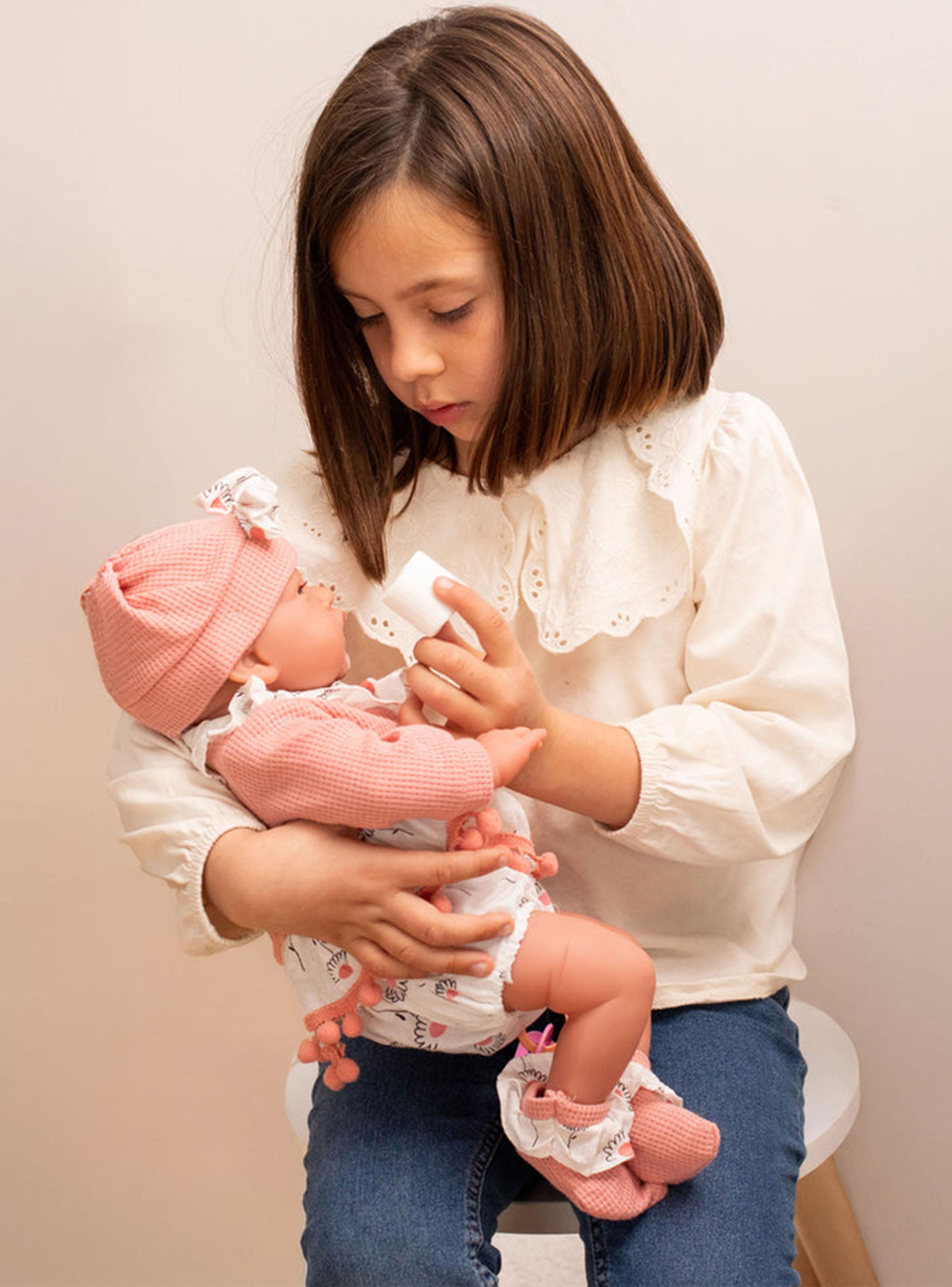 Muñeca Bebé Realista de Apego 40cm con 12 Sonidos Rosado-5