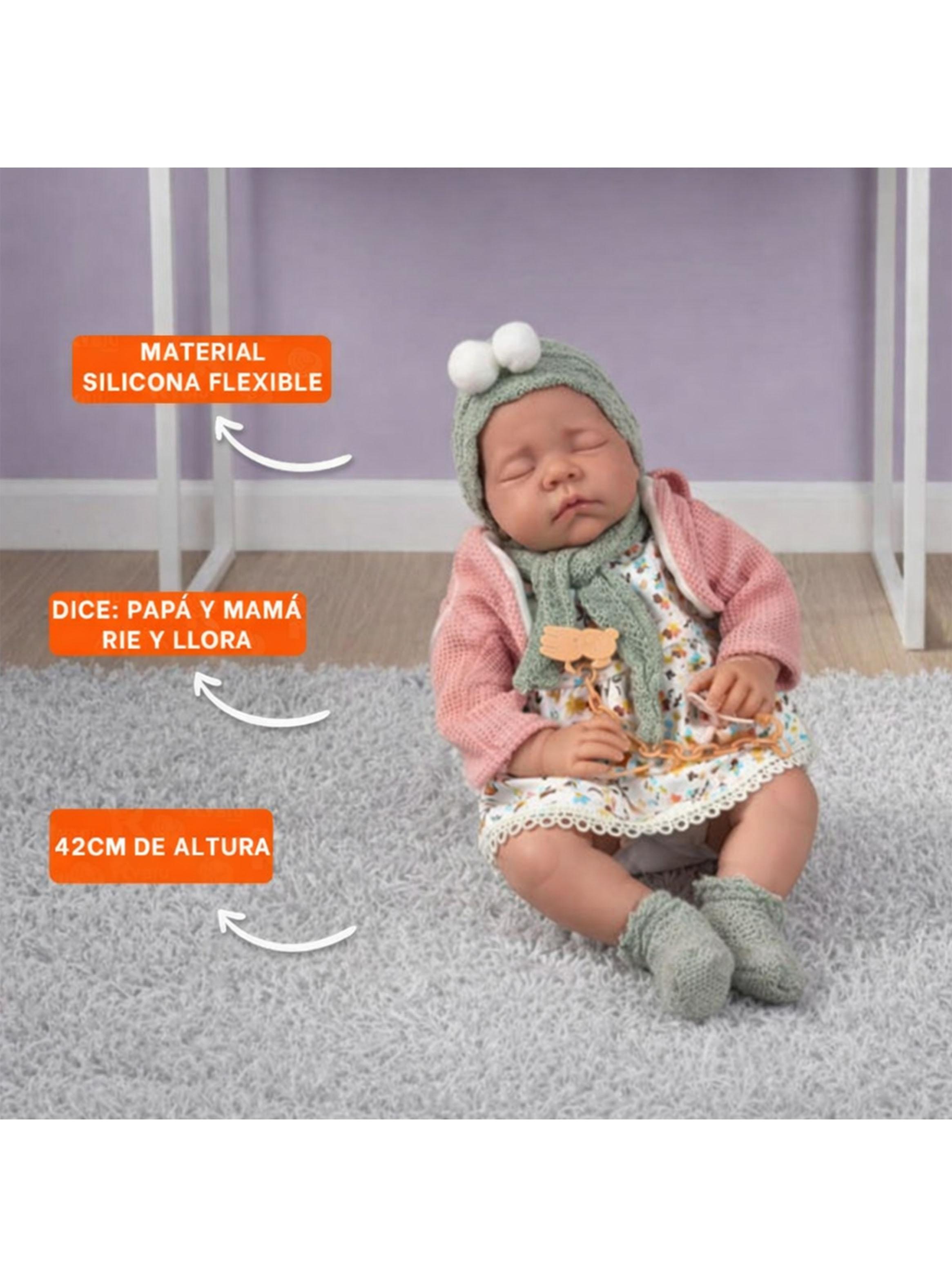 Muñeca Realista de Apego 40cm con 12 Sonidos Rosado-3
