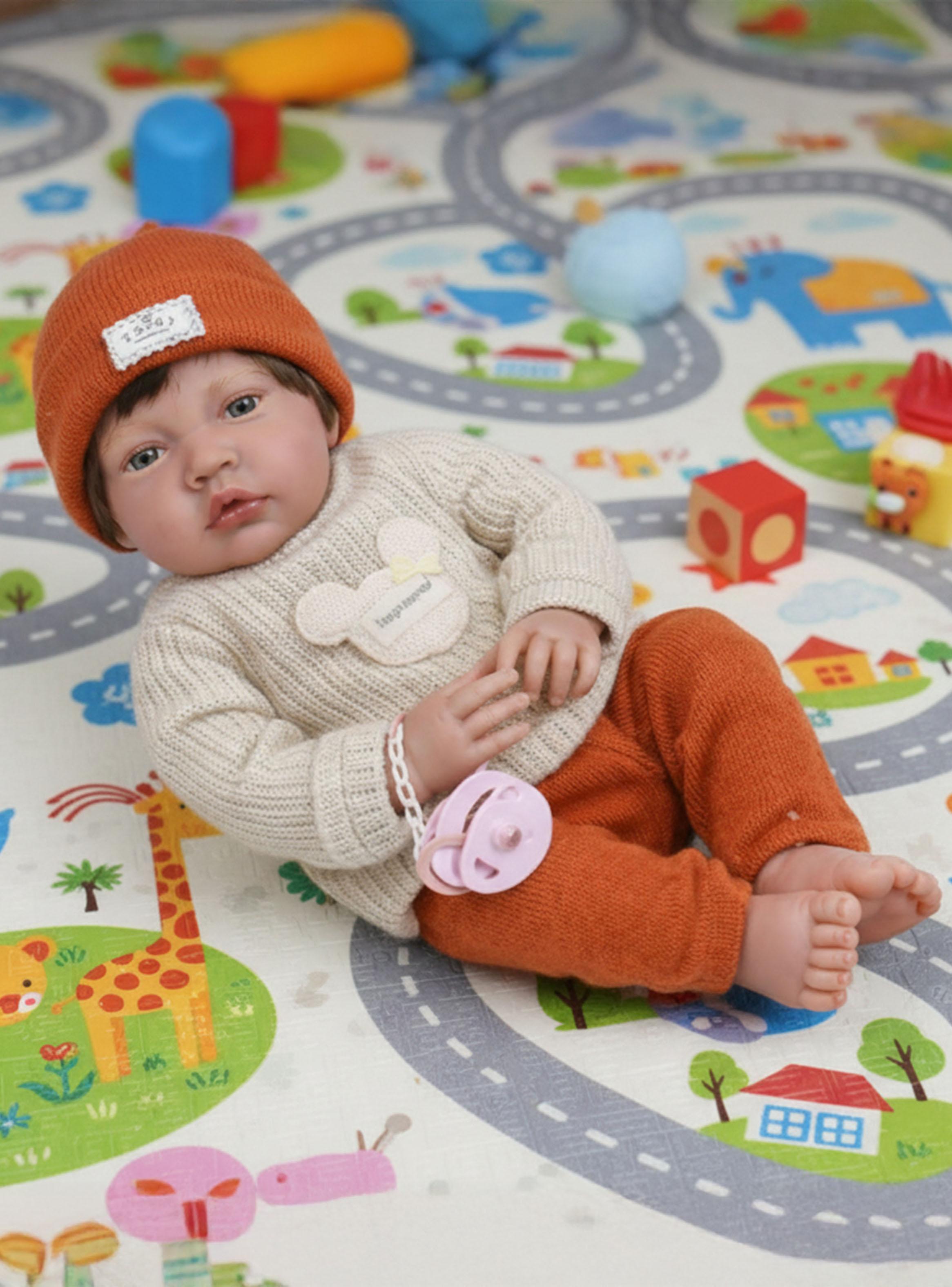 Muñeca Niño Bebé Realista de Apego 40cm con 12 Sonidos-4
