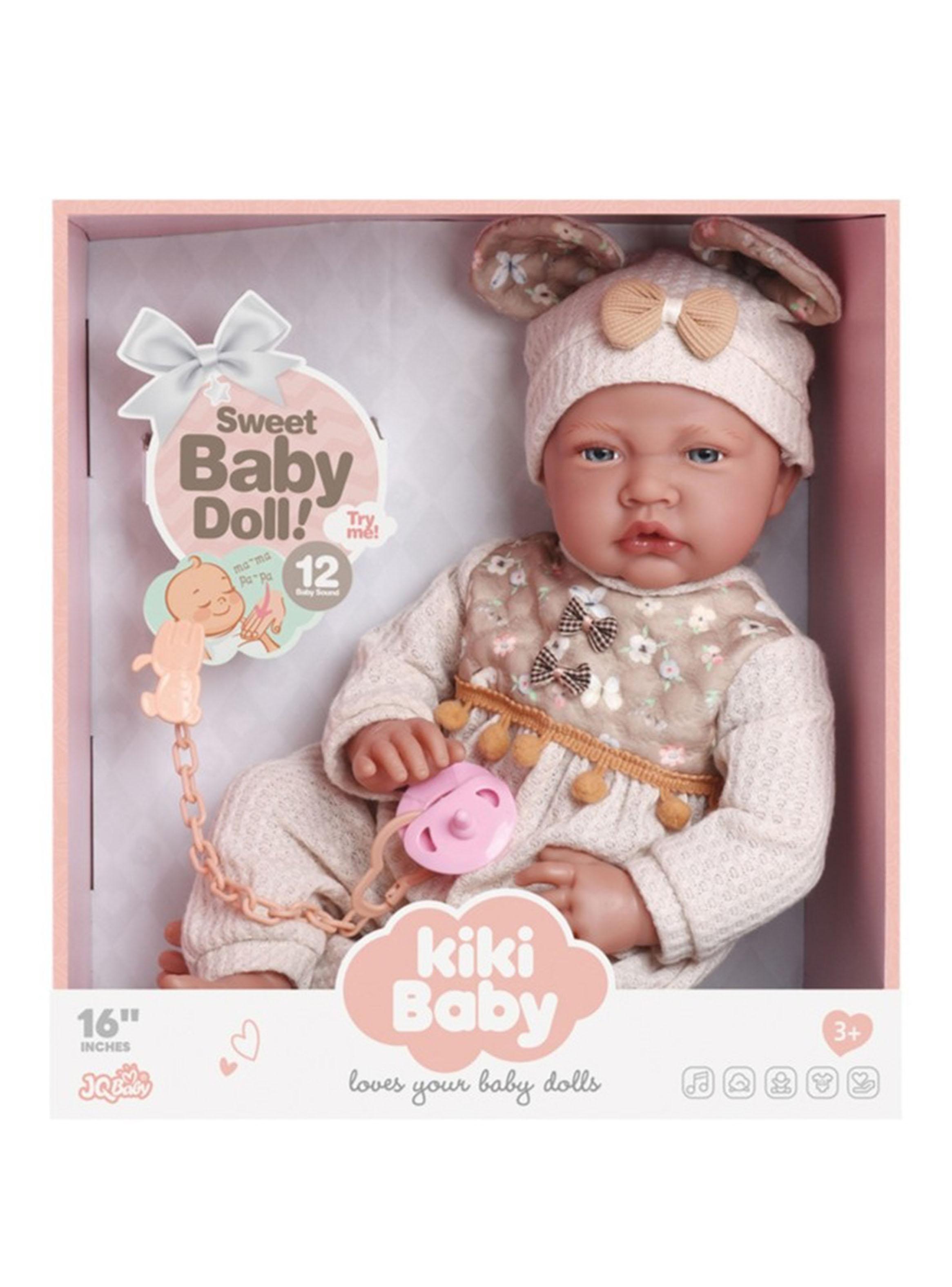 Muñeca Bebé Realista de Apego 40cm con 12 Sonidos Beige-2