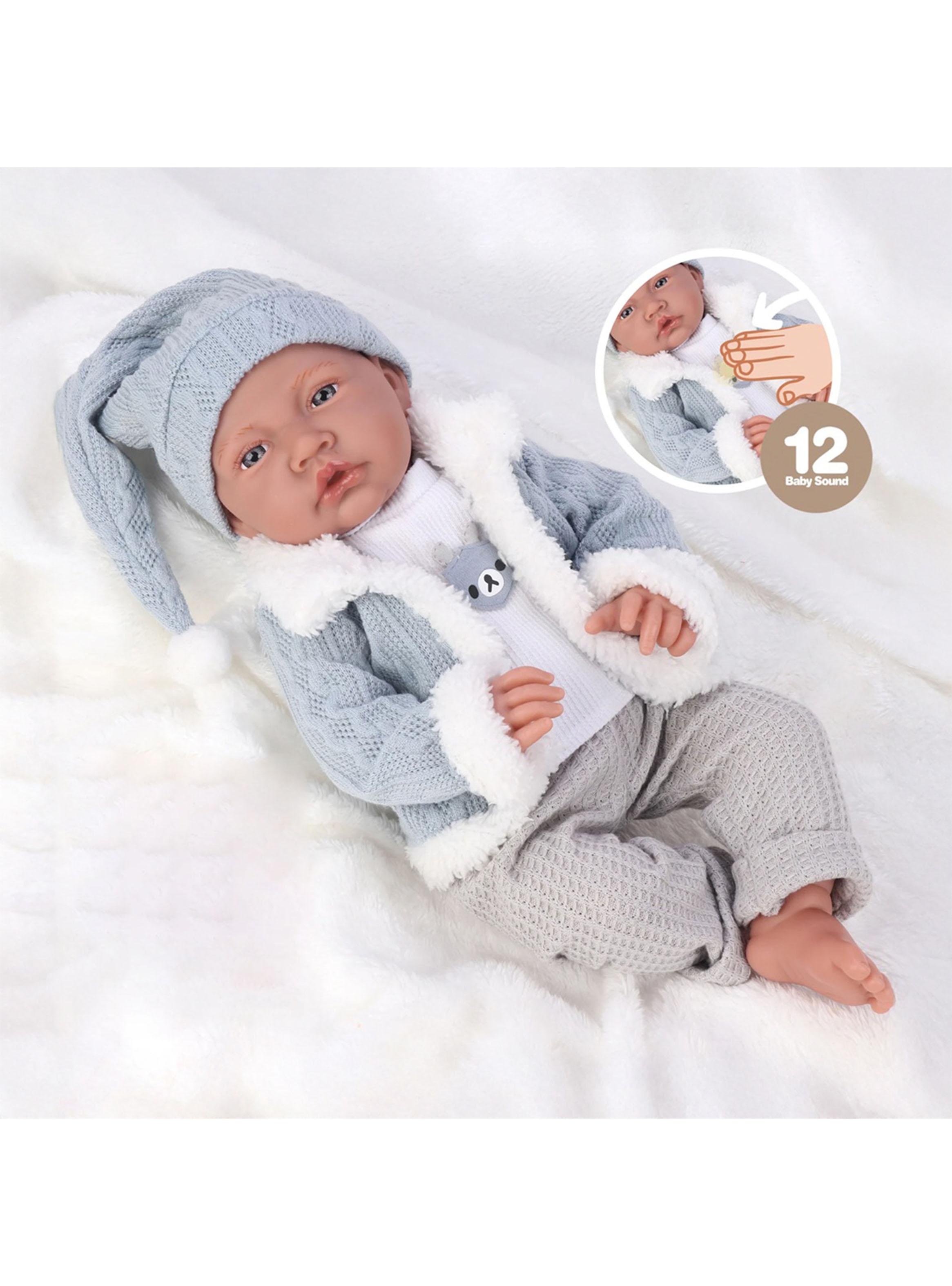 Muñeca Bebé Realista de Apego 40cm con 12 Sonidos Celeste-4