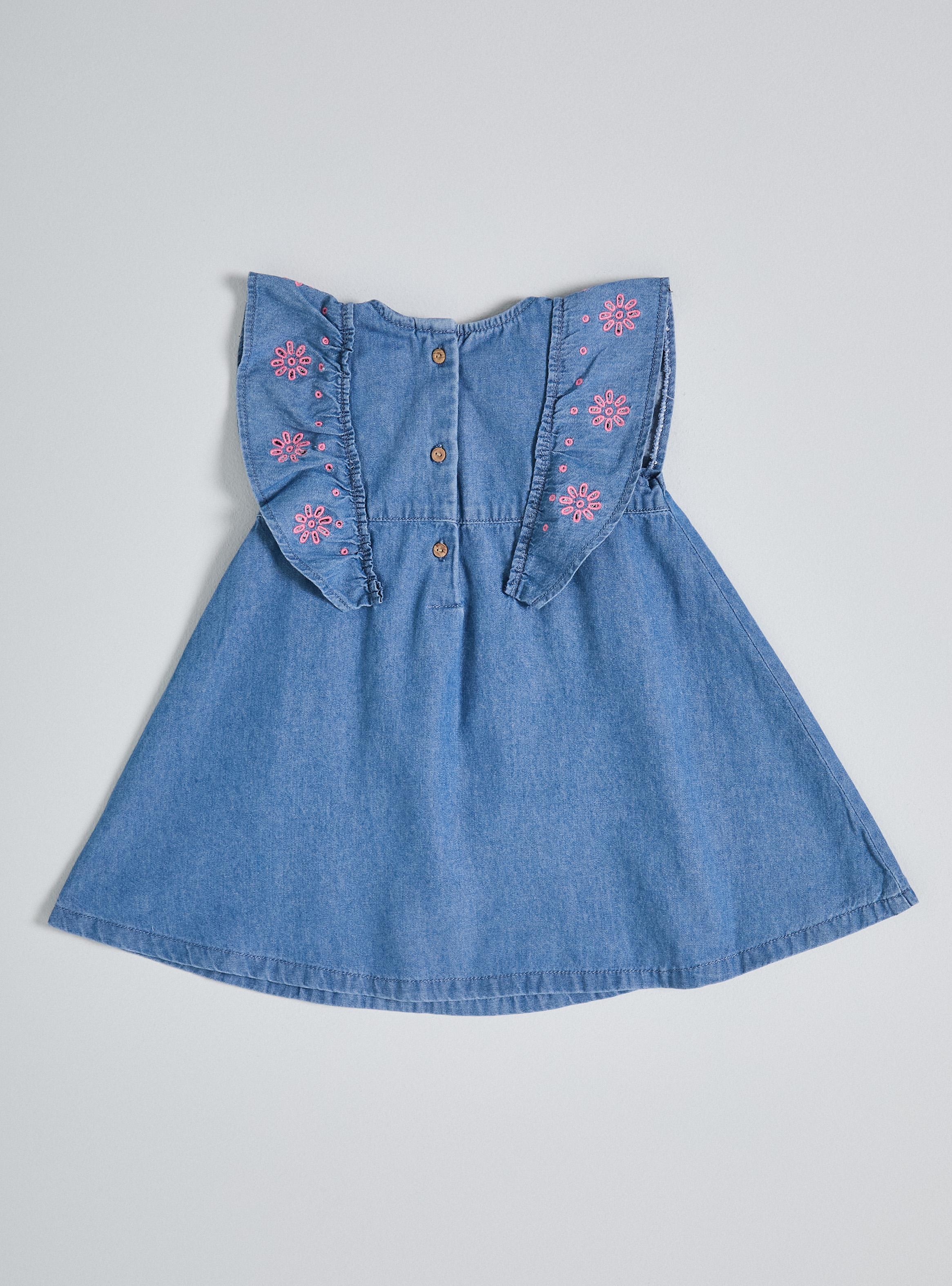 Vestido Vuelitos en Hombro y Bordado Flores-2