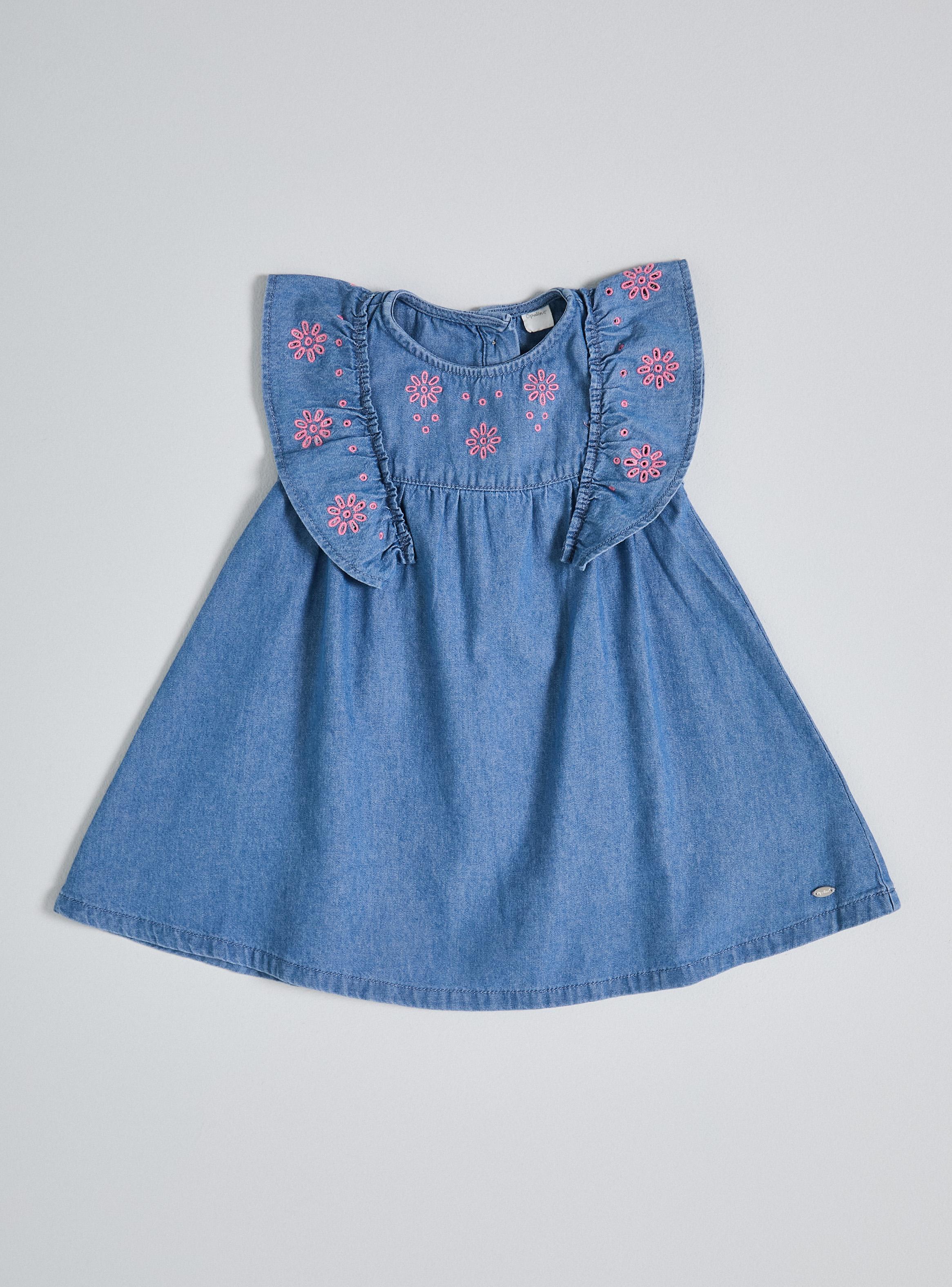 Vestido Vuelitos en Hombro y Bordado Flores-1