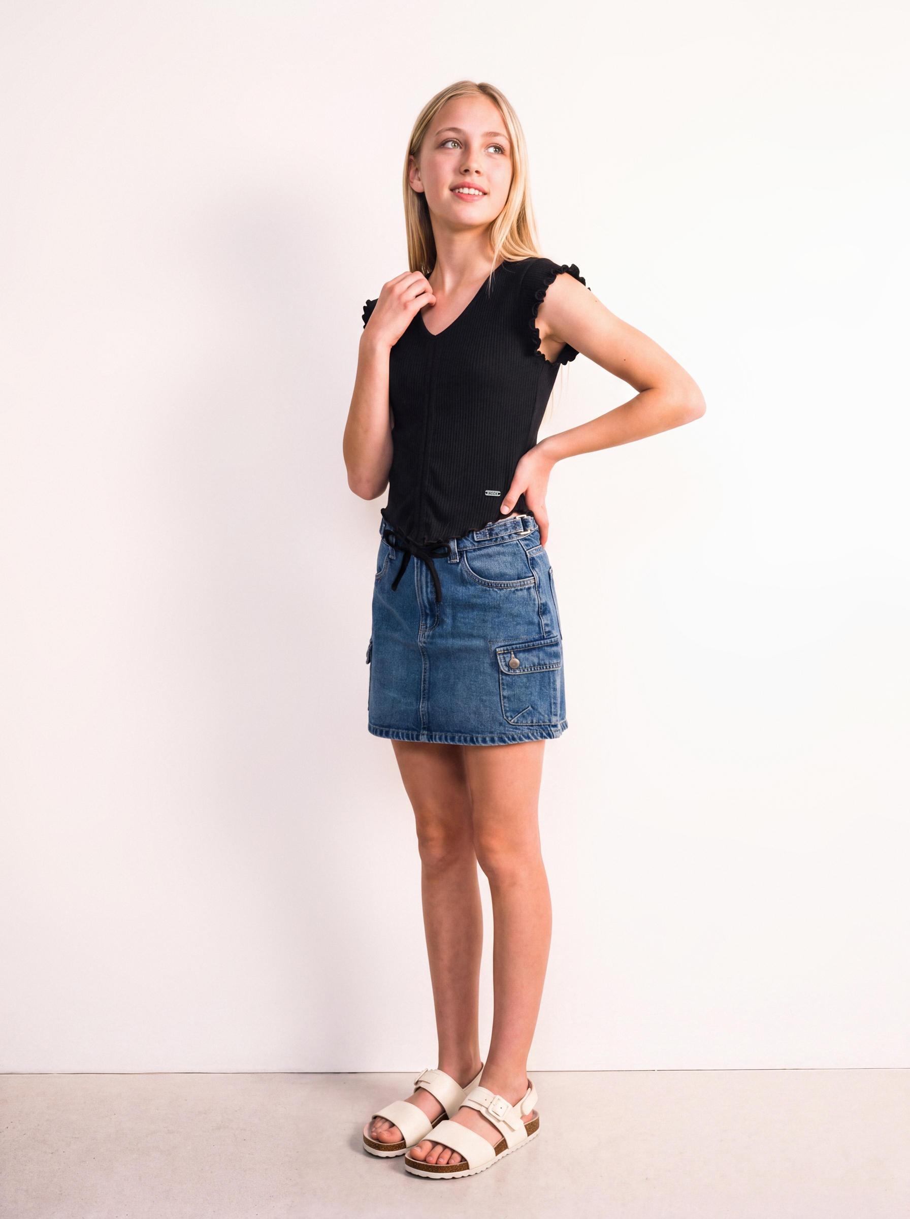 Falda Denim Bolsillos Cargo-0
