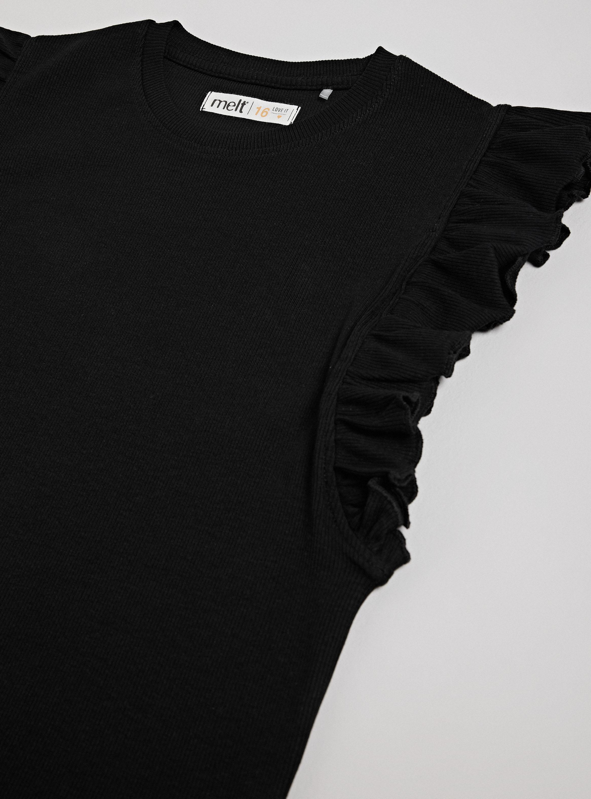 Polera sin Manga Rib Cuello Redondo con Volantes-3
