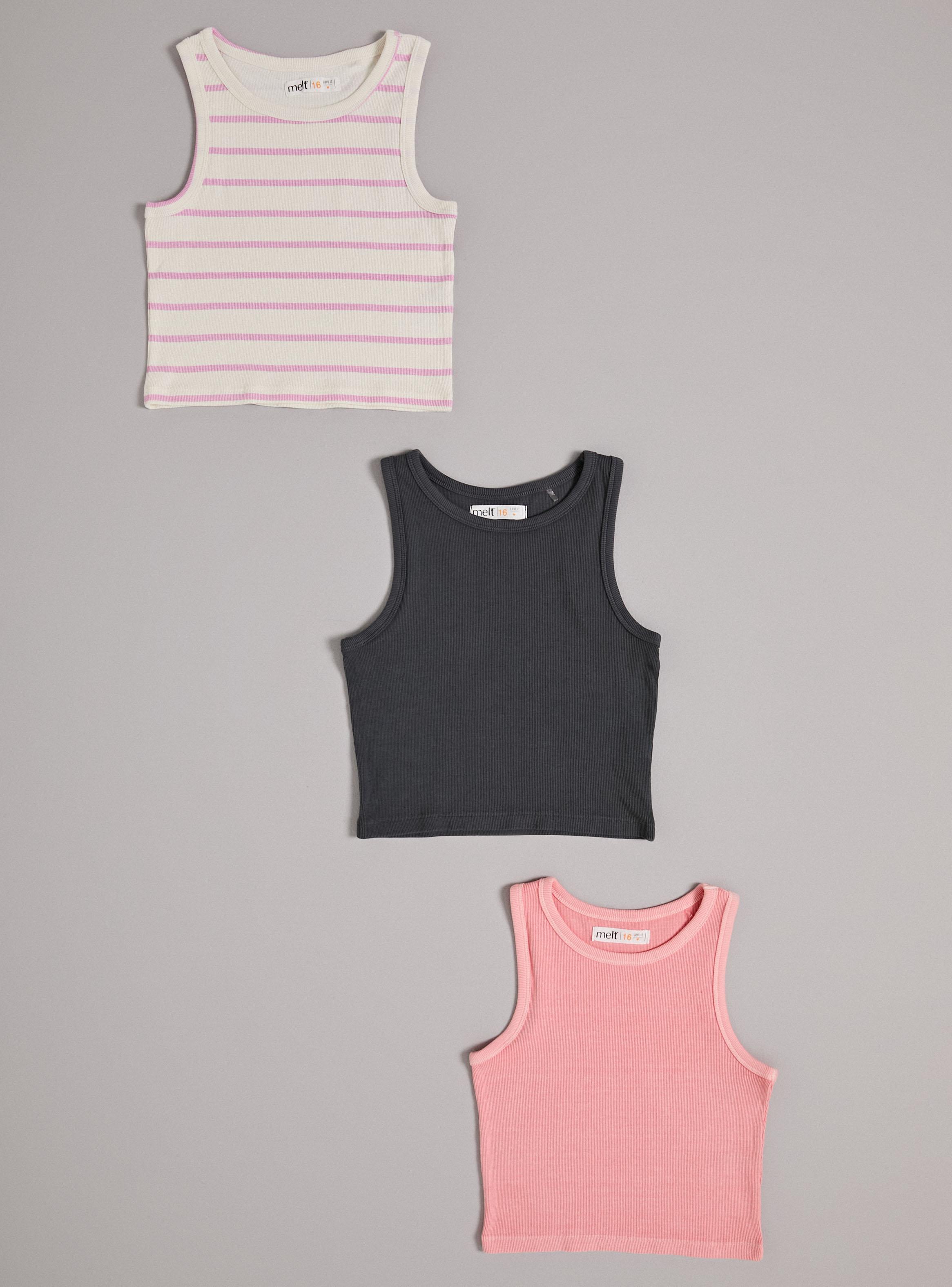 Polera Tripack Polera sin Manga Rib-0