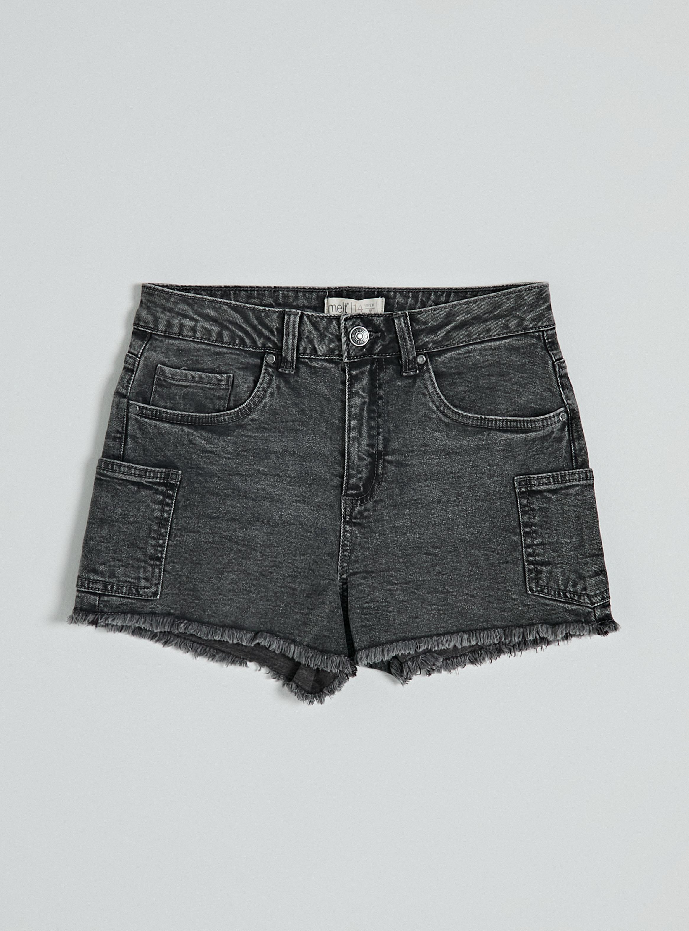 Short con Bolsillos Laterales Denim Niña-1