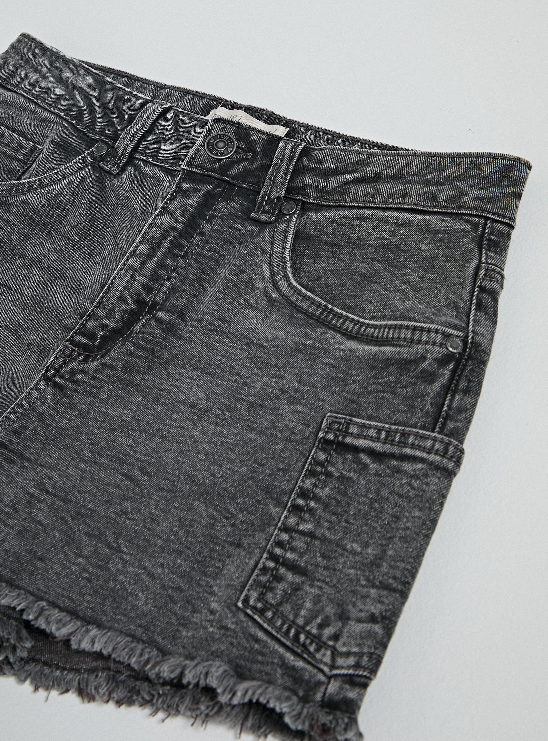 Short con Bolsillos Laterales Denim Niña-3