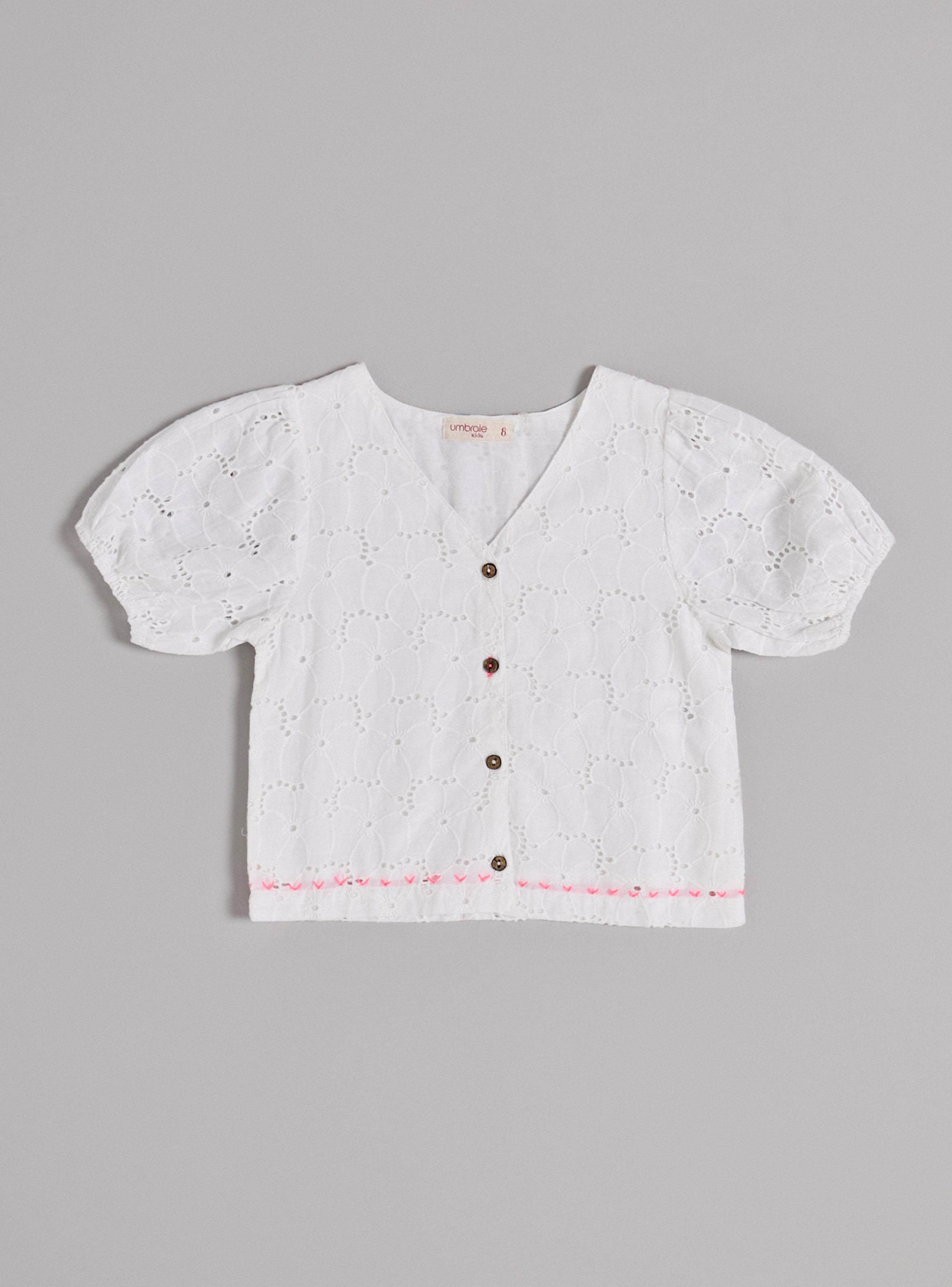 Blusa India con Mangas Globos con Costuras Flúor-1