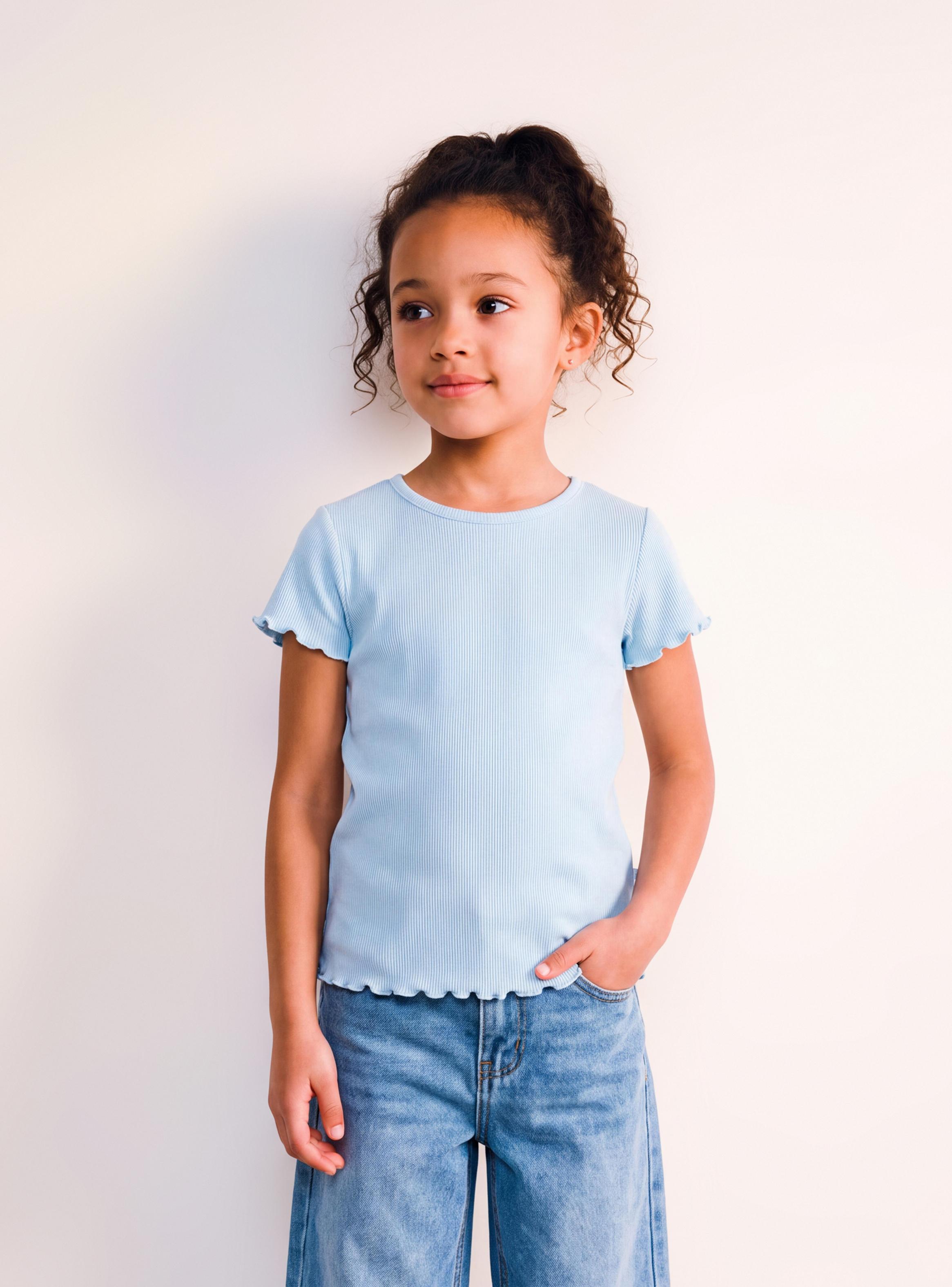 Polera Manga Corta Color Tela Rib Niña-0