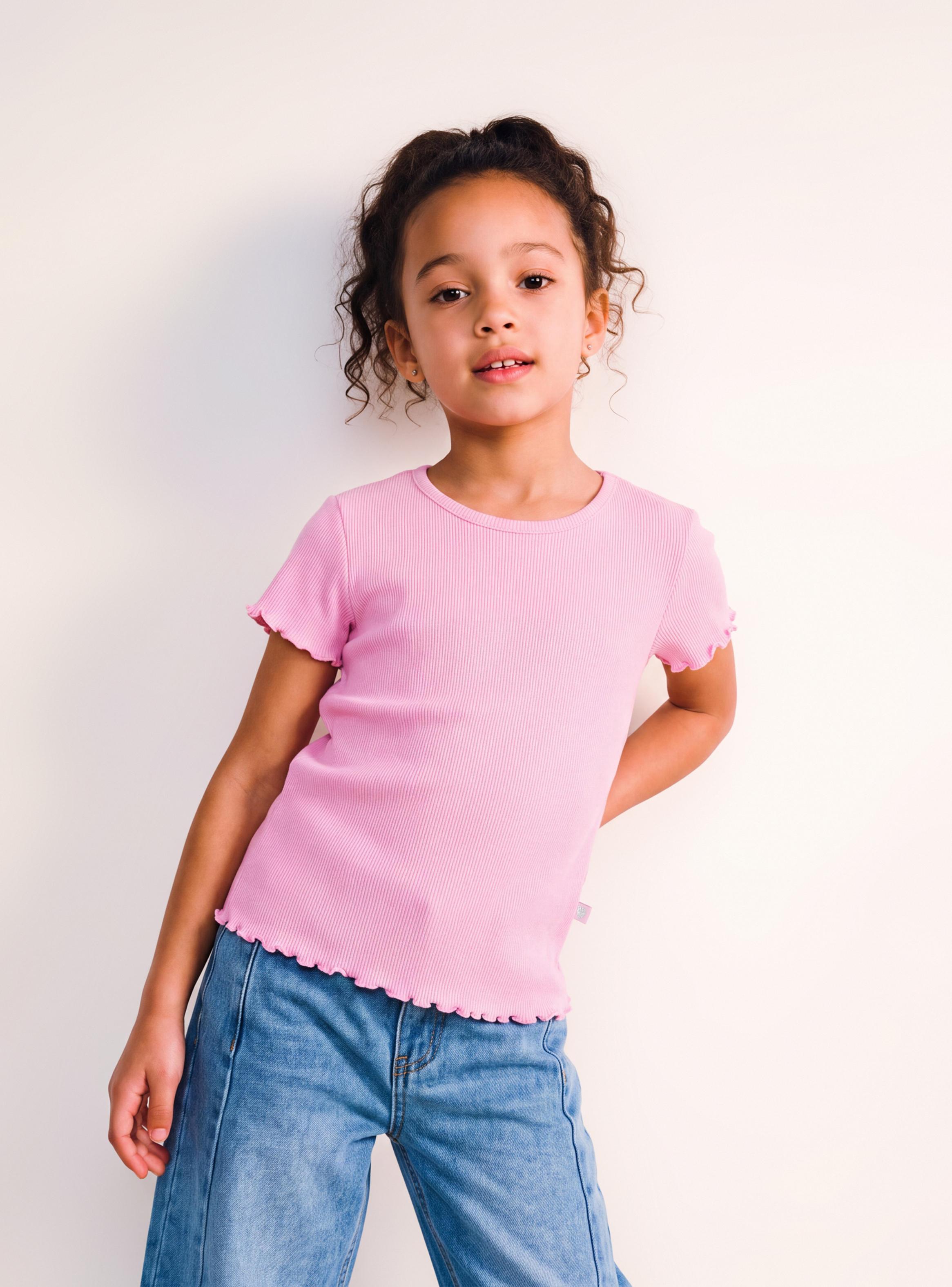 Polera Manga Corta Color Tela Rib Niña-0