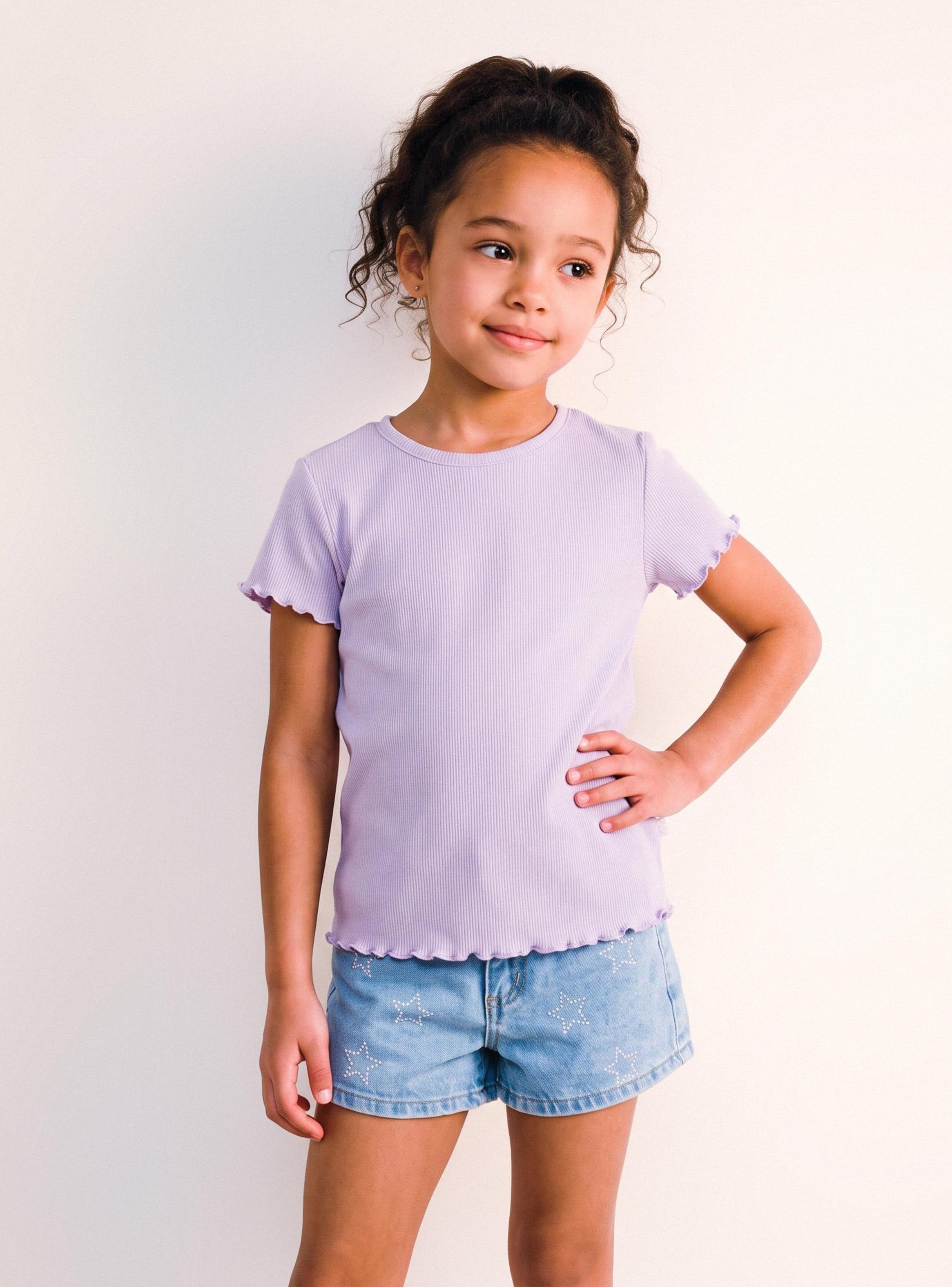 Polera Manga Corta Color Tela Rib Niña-0