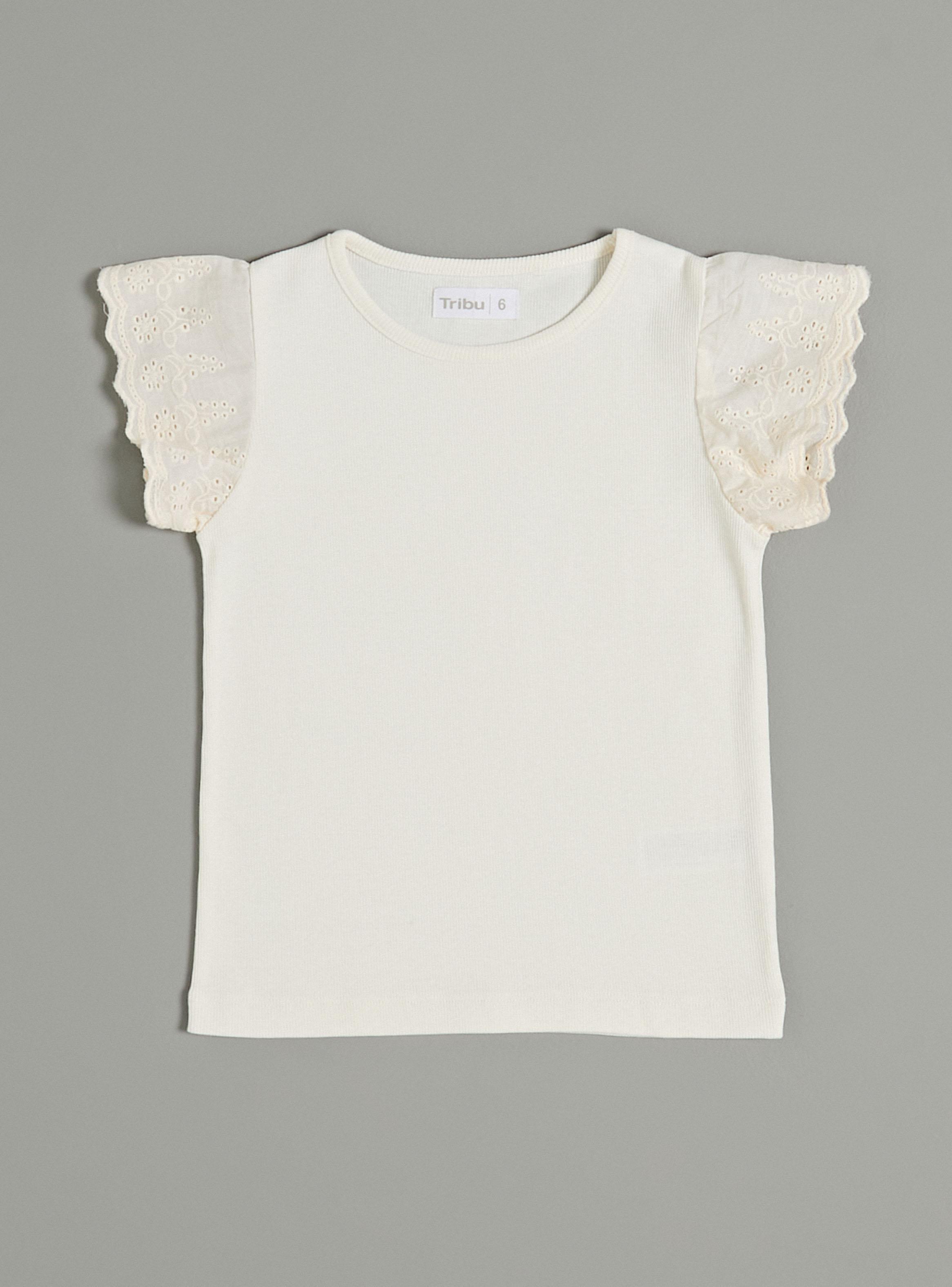Polera Color Liso Manguitas de Broderie-1