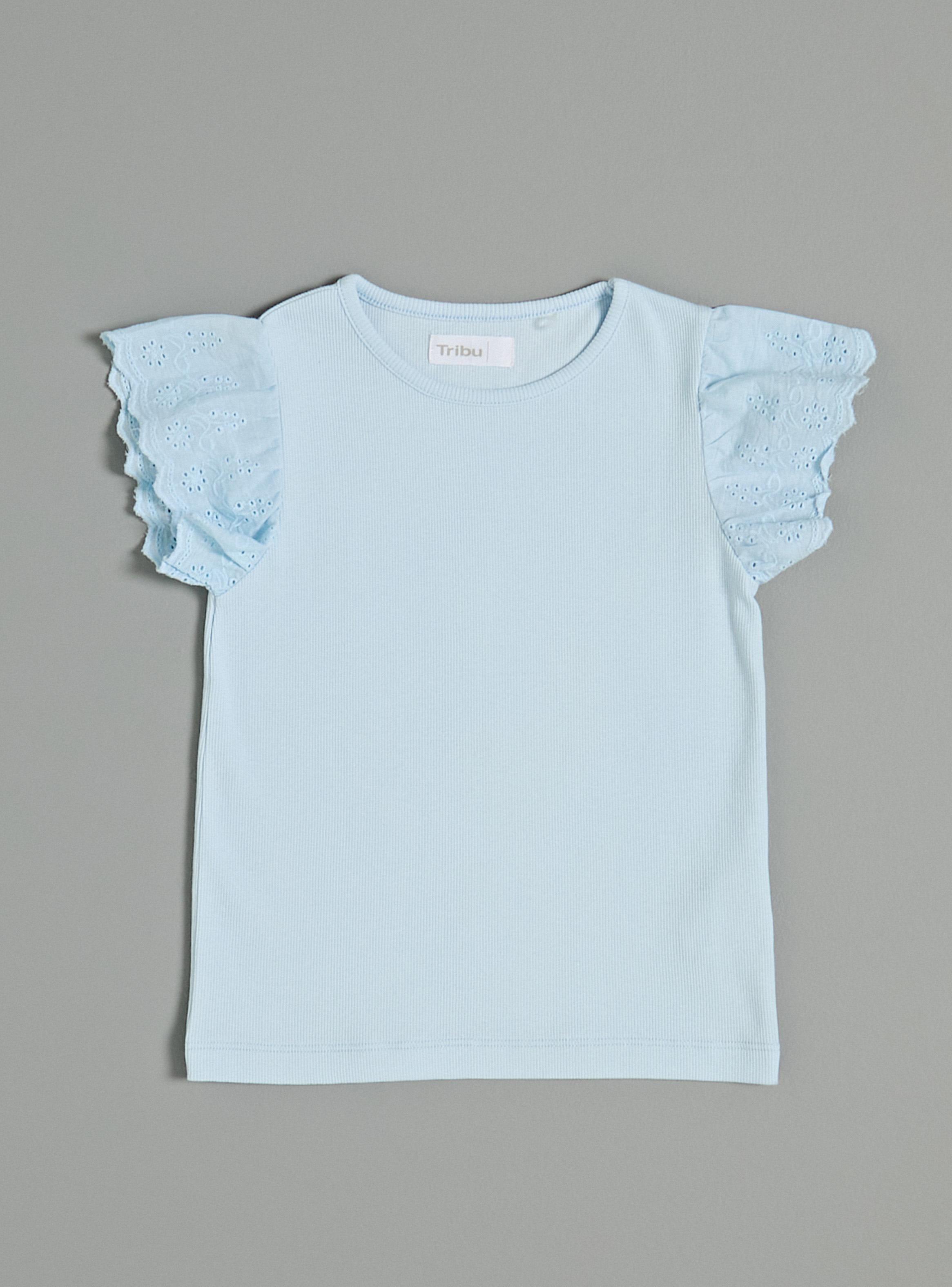 Polera Color Liso Manguitas de Broderie-0