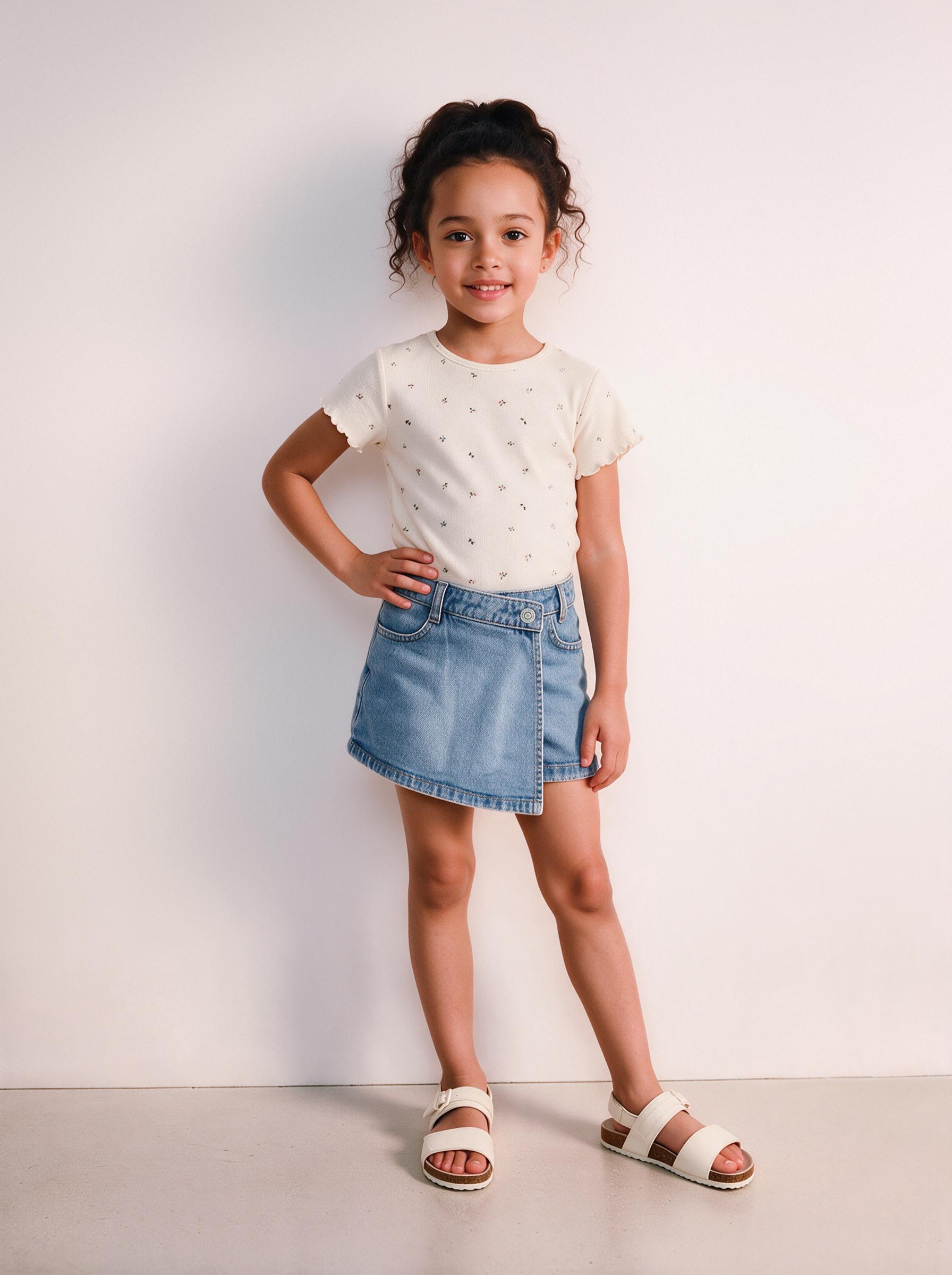 Short Skort Color Denim-0