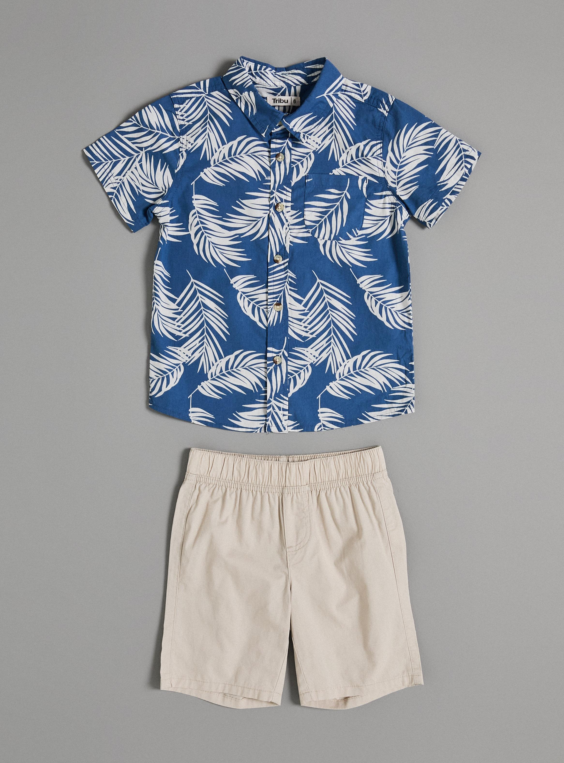 Conjunto Set Dos Piezas Camisa Estampada y Short-0