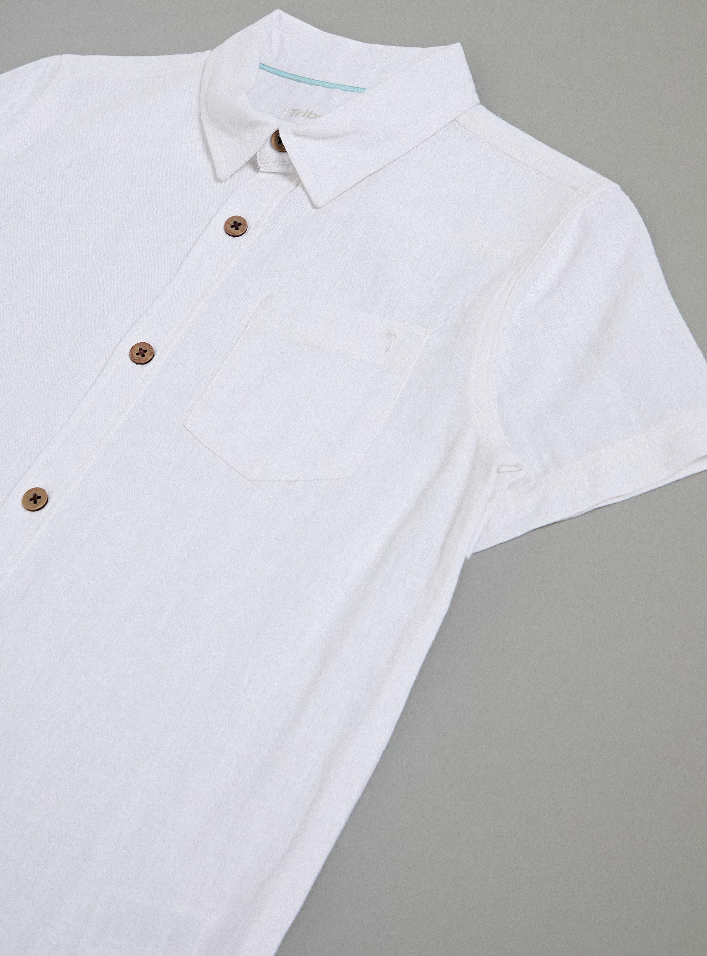 Camisa Cuello Camisero Color Liso de Lino-3