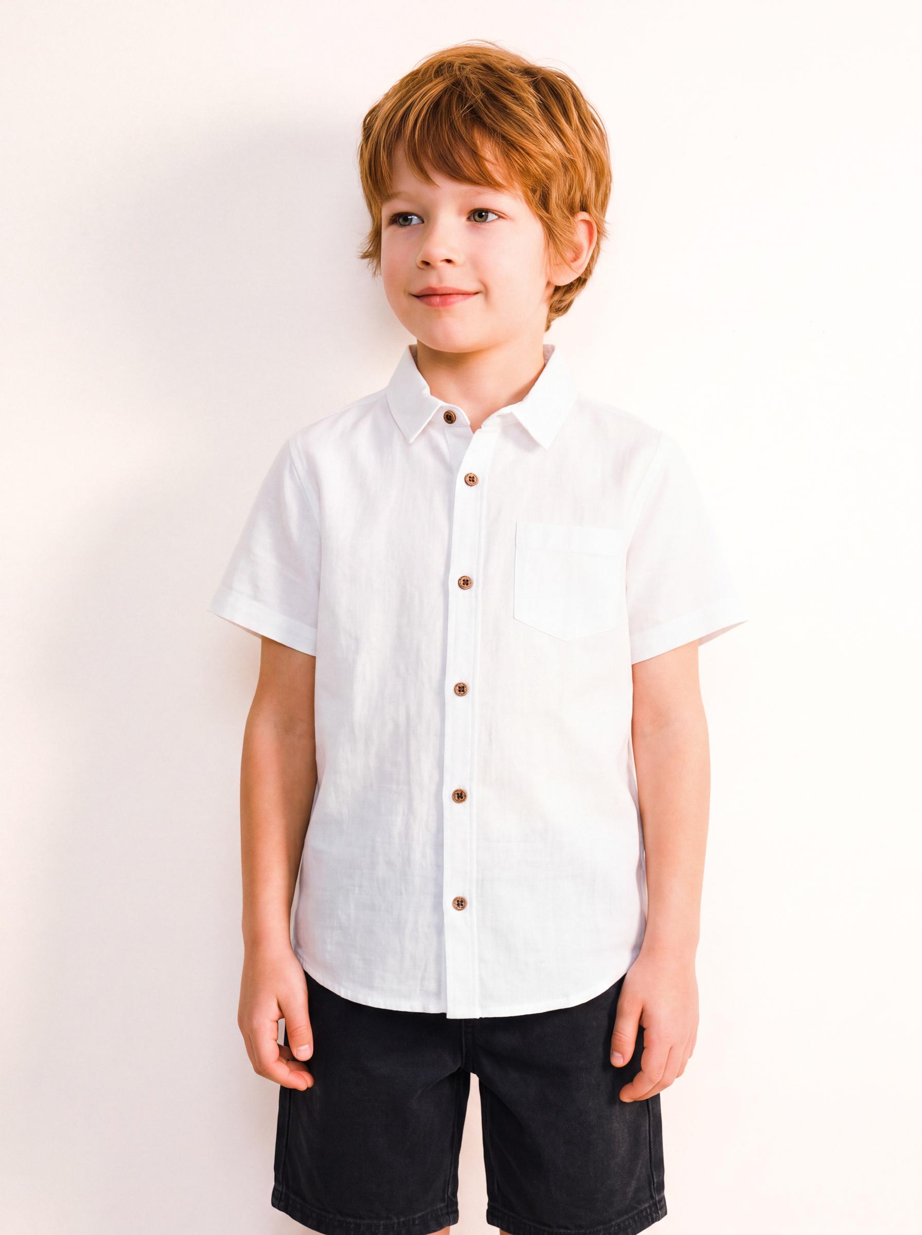 Camisa Cuello Camisero Color Liso de Lino-0